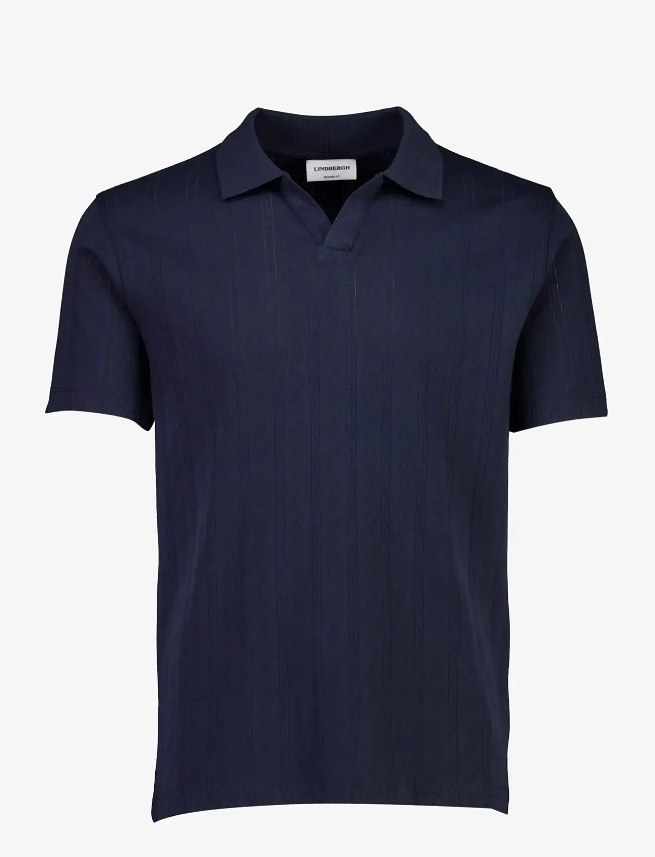 Lindbergh - Jacquard v-neck polo S/S - kortærmede poloer - navy - 1