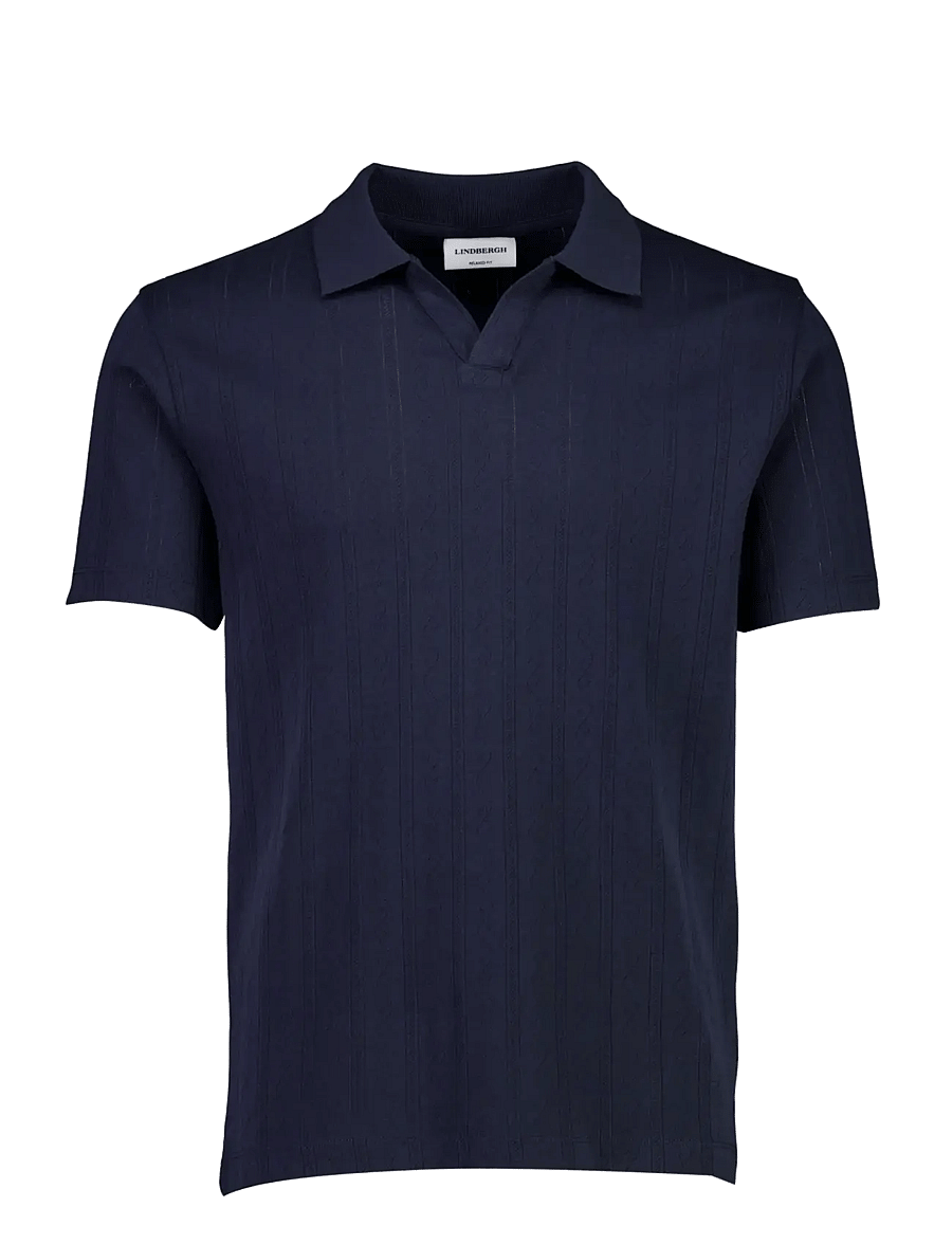 Lindbergh - Jacquard v-neck polo S/S - kurzärmelig - navy - 1