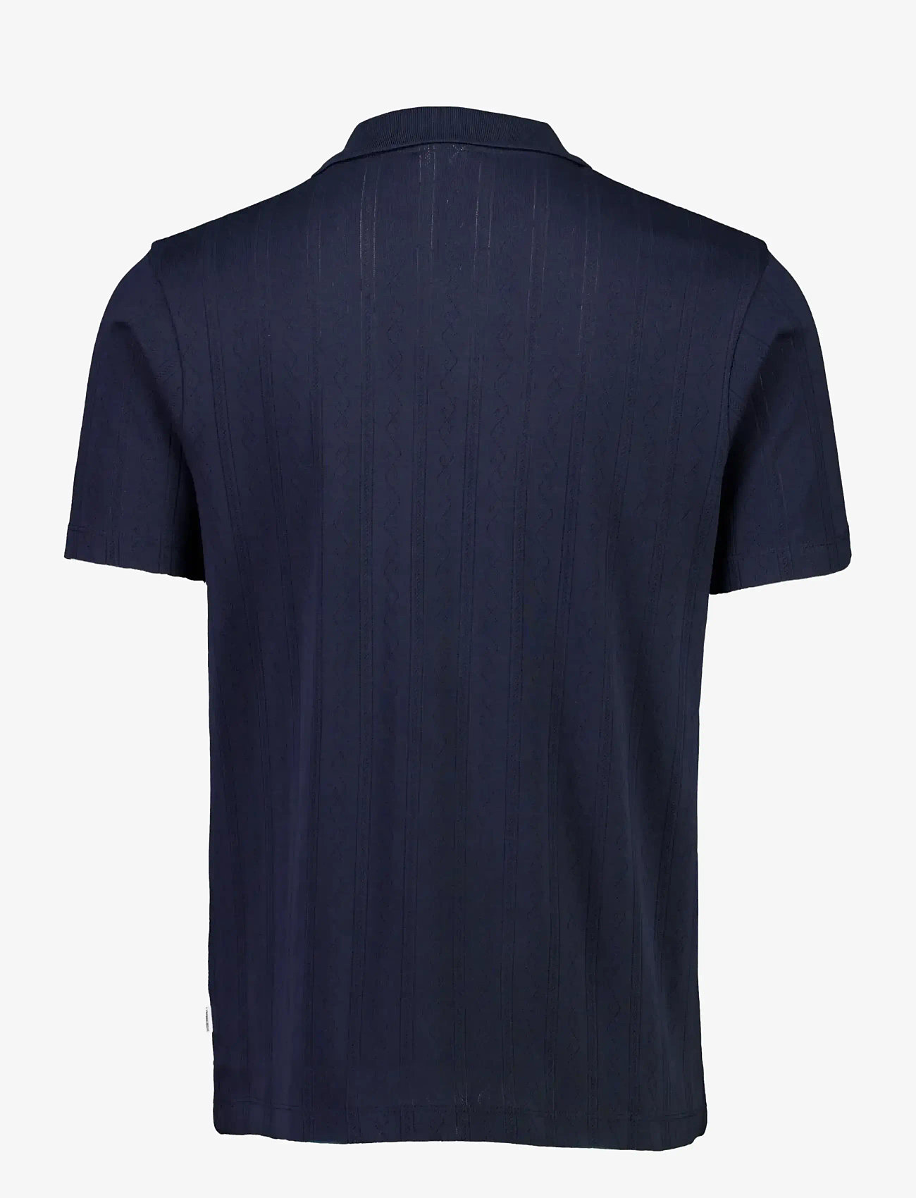Lindbergh - Jacquard v-neck polo S/S - kortærmede poloer - navy - 2
