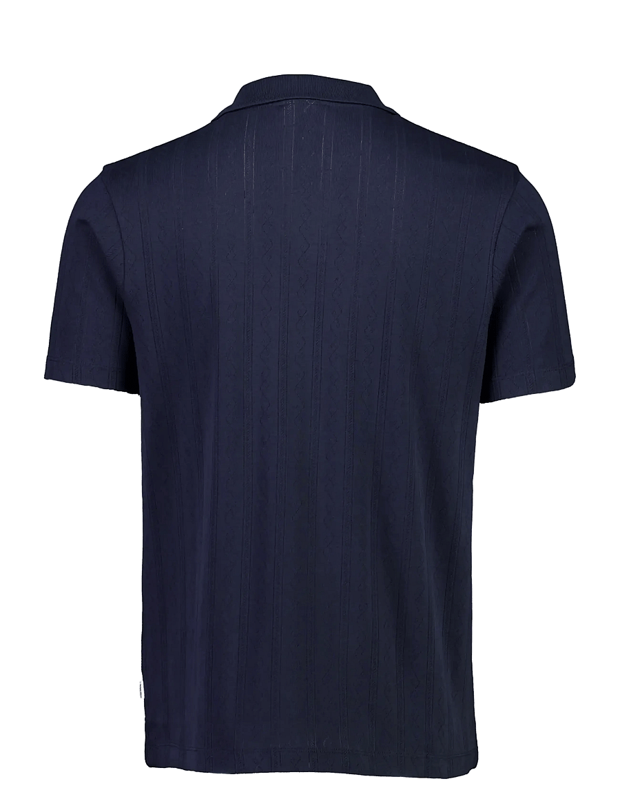Lindbergh - Jacquard v-neck polo S/S - kurzärmelig - navy - 2