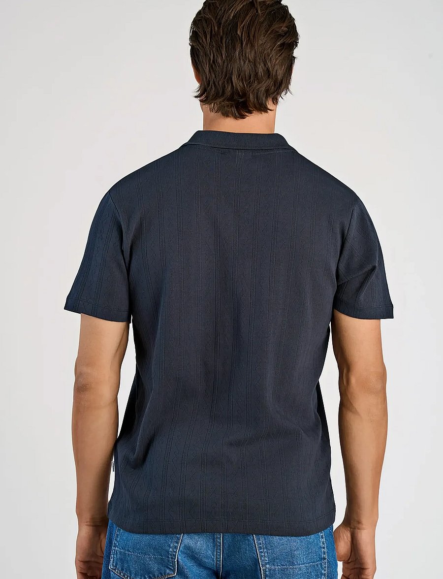Lindbergh - Jacquard v-neck polo S/S - kurzärmelig - navy - 4