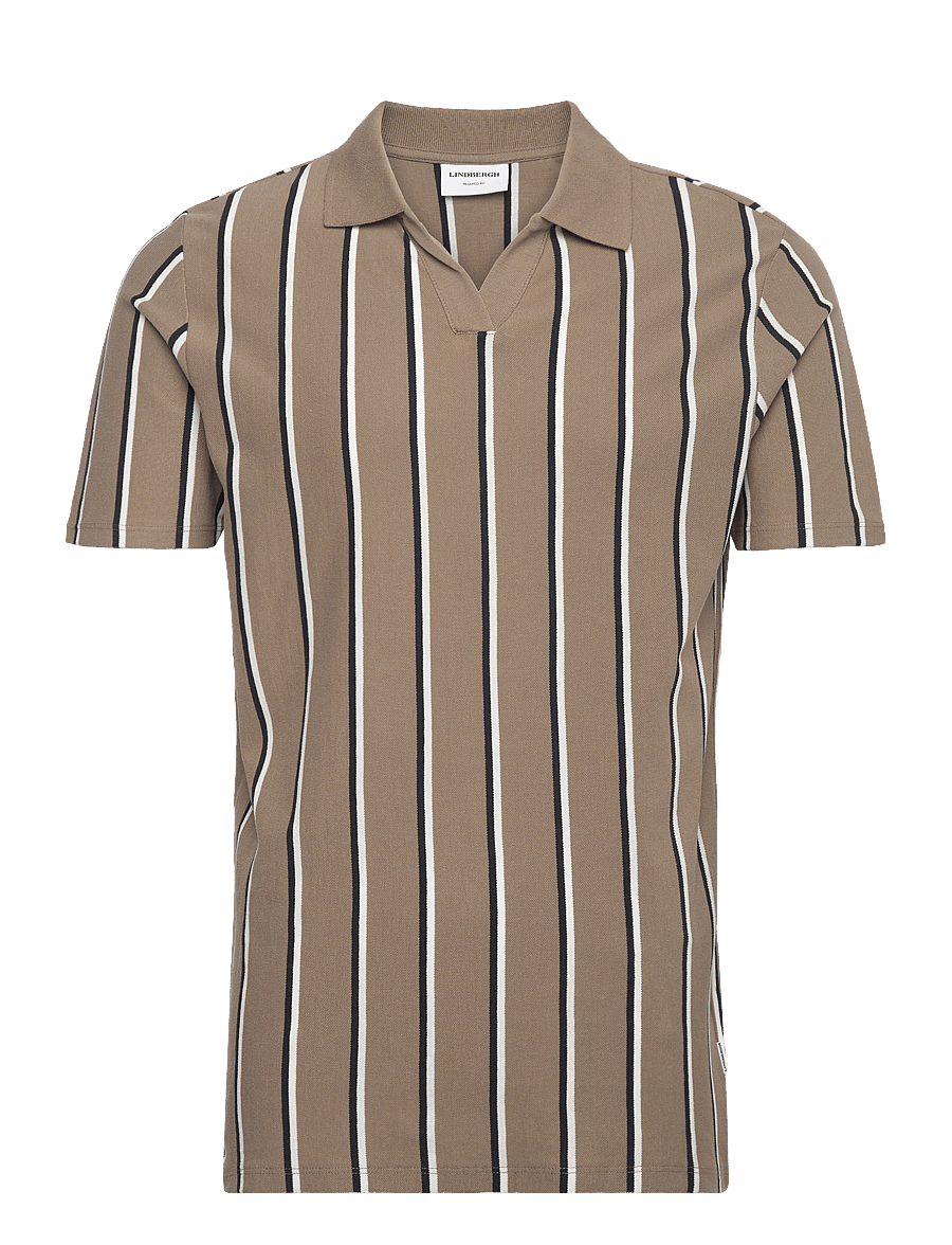Lindbergh - Striped piqué polo shirt S/S - kurzärmelig - dk stone - 1