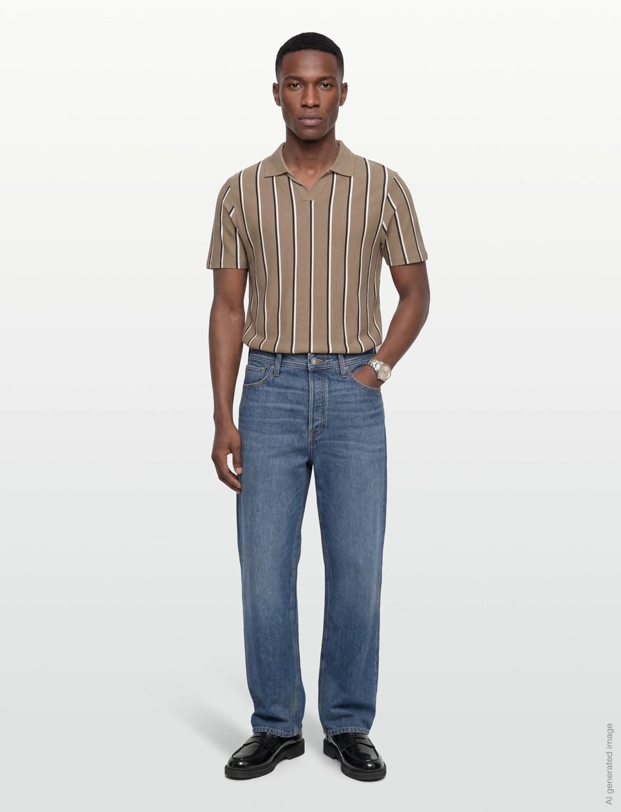 Lindbergh - Striped piqué polo shirt S/S - kurzärmelig - dk stone - 0