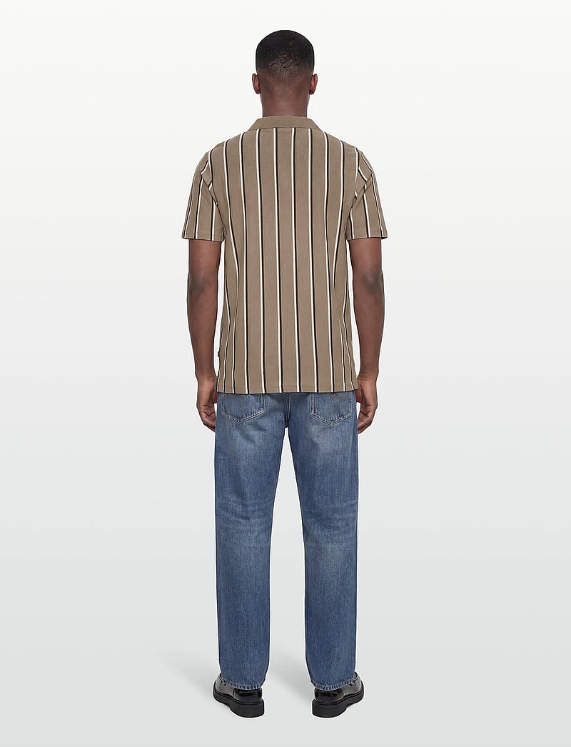 Lindbergh - Striped piqué polo shirt S/S - kurzärmelig - dk stone - 4