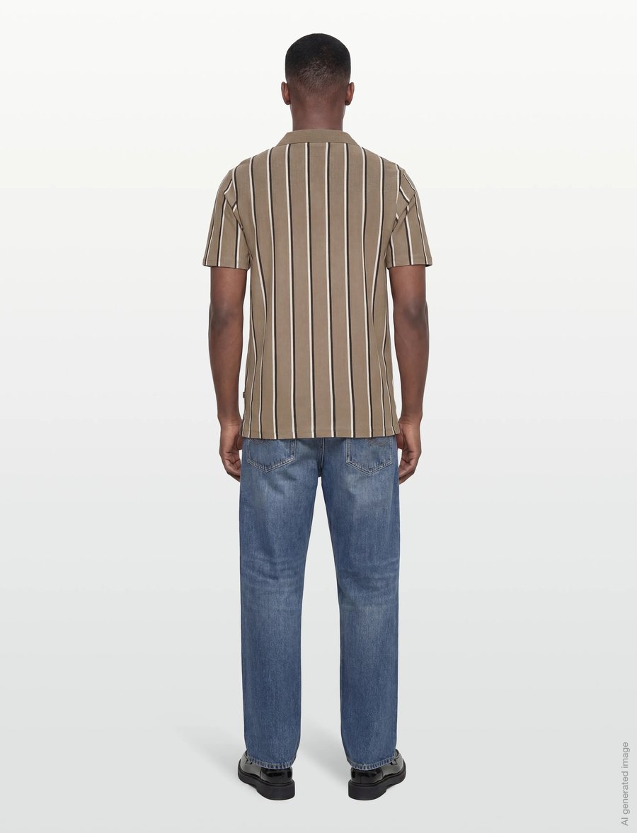 Lindbergh - Striped piqué polo shirt S/S - kurzärmelig - dk stone - 4