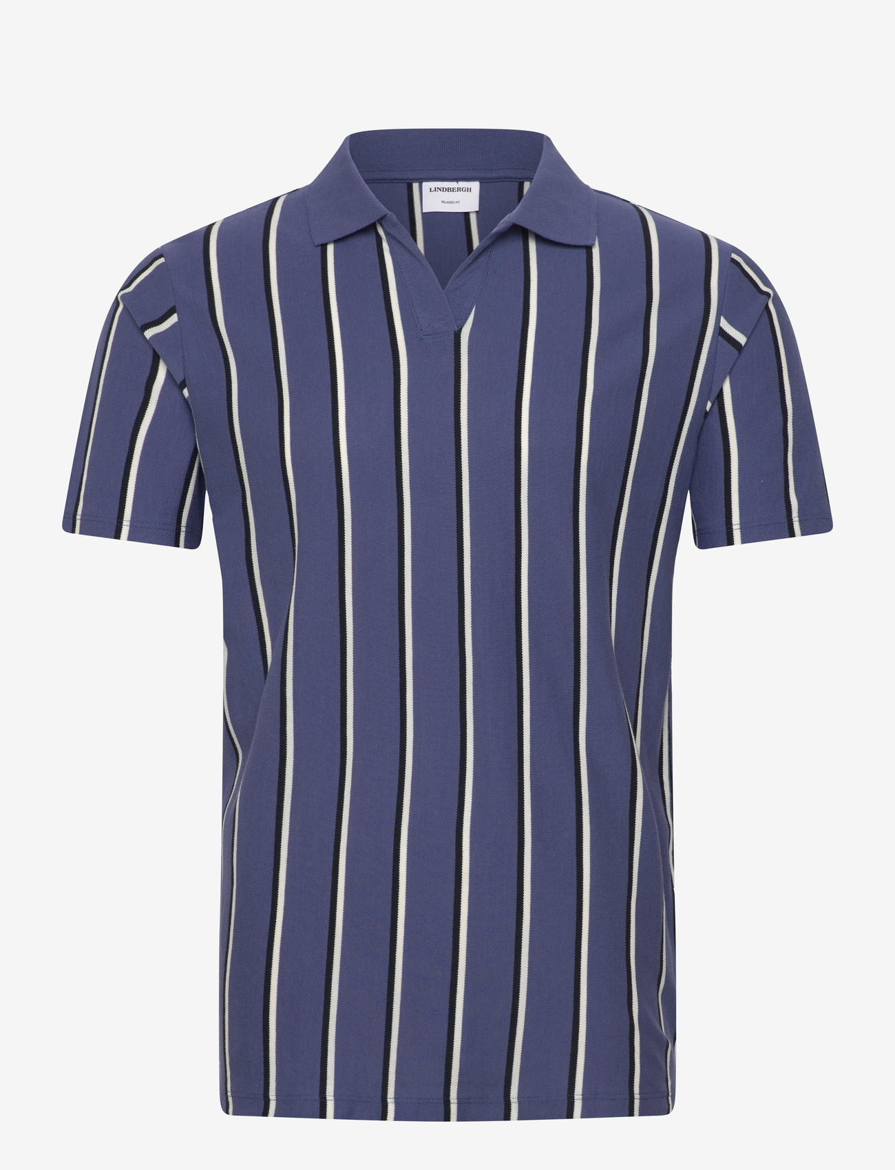 Lindbergh - Striped piqué polo shirt S/S - kortærmede poloer - indigo blue - 1