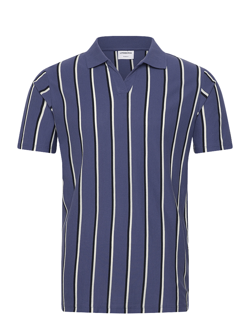 Lindbergh - Striped piqué polo shirt S/S - kurzärmelig - indigo blue - 1