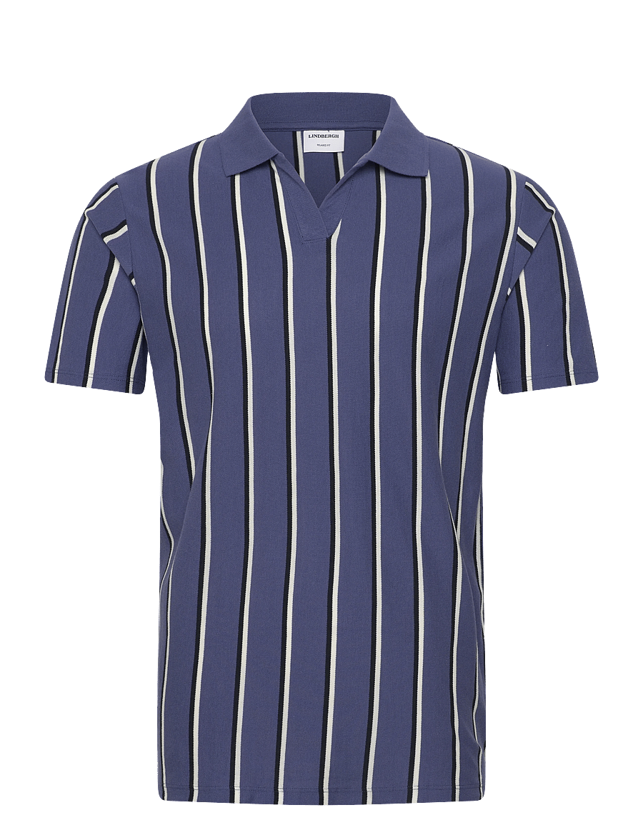 Lindbergh - Striped piqué polo shirt S/S - kurzärmelig - indigo blue - 1