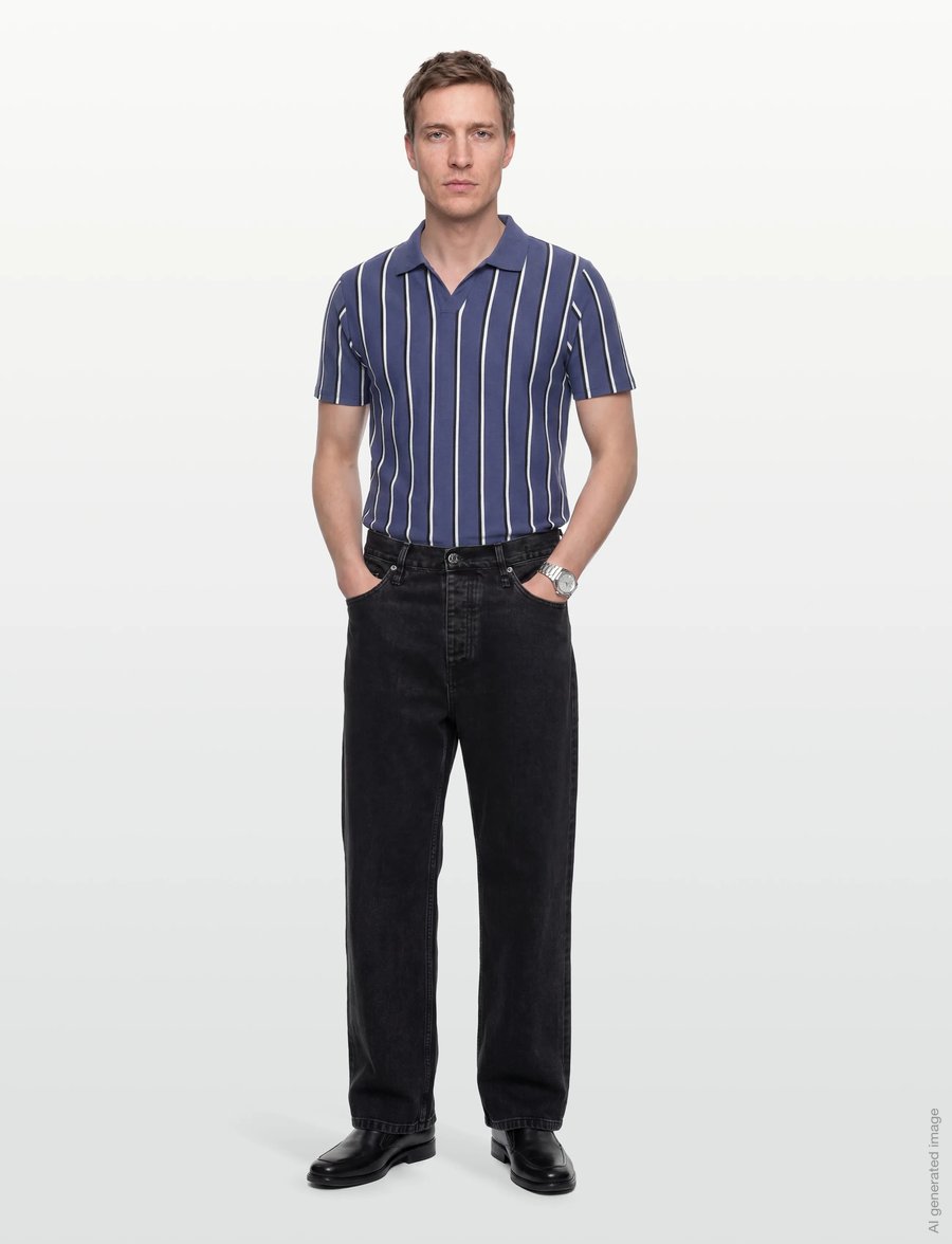 Lindbergh - Striped piqué polo shirt S/S - kurzärmelig - indigo blue - 0