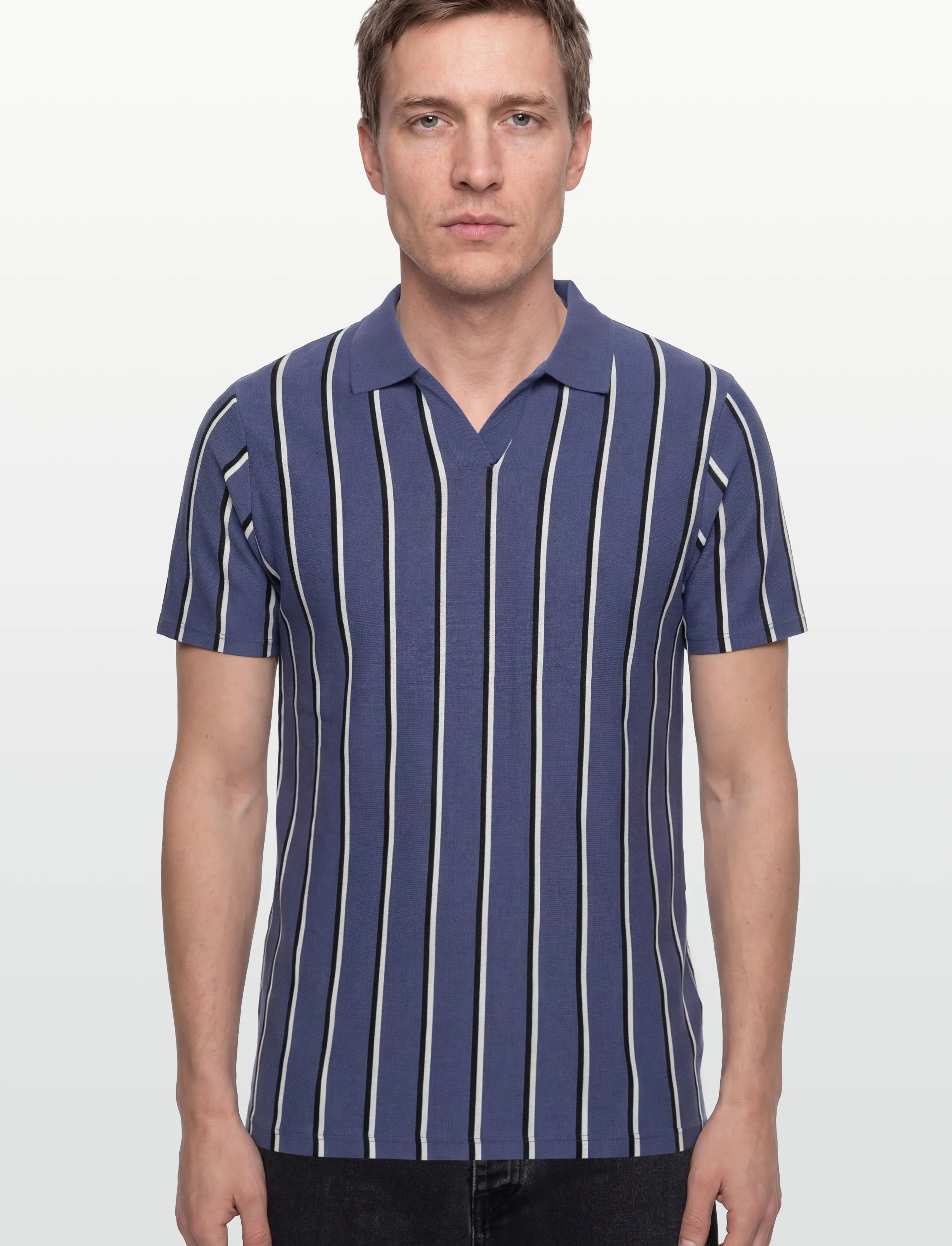 Lindbergh - Striped piqué polo shirt S/S - kortärmade pikéer - indigo blue - 3