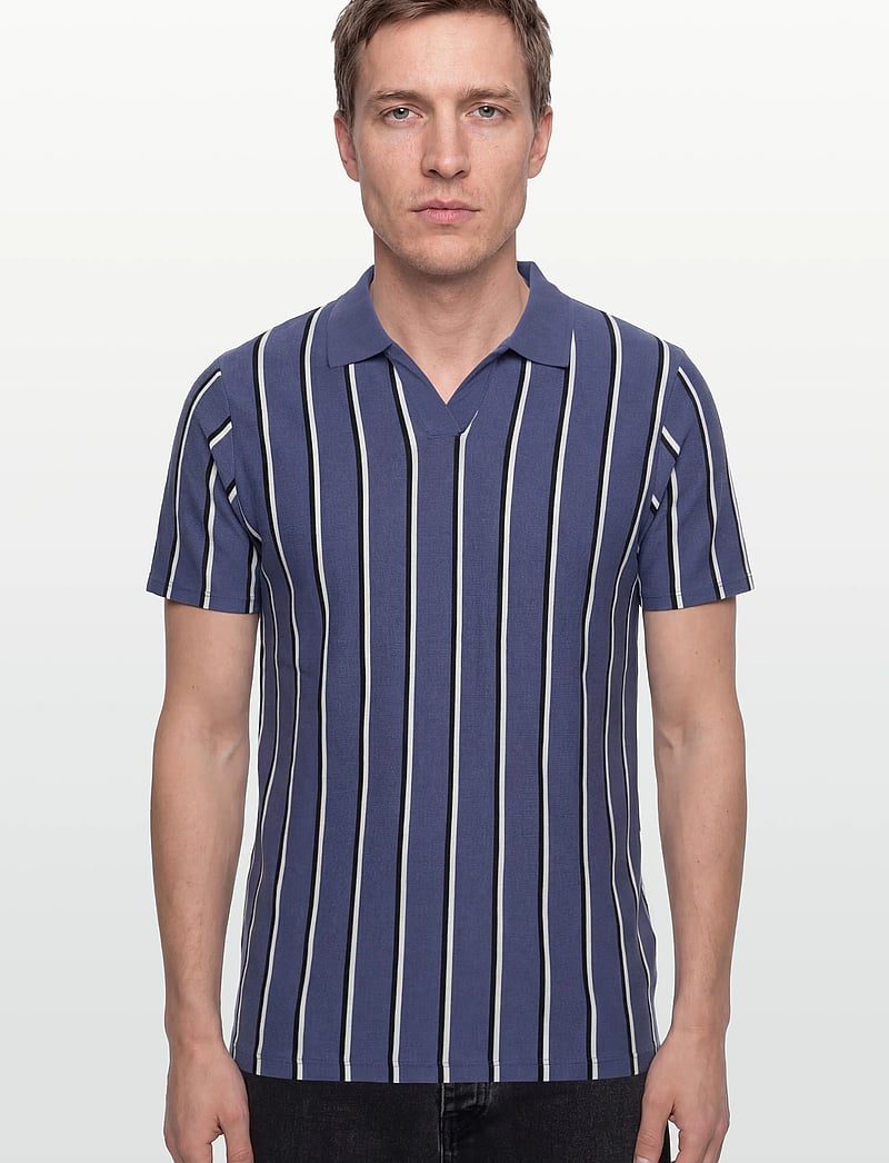 Lindbergh - Striped piqué polo shirt S/S - kurzärmelig - indigo blue - 3