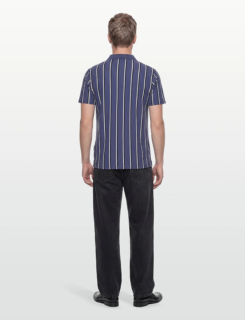 Lindbergh - Striped piqué polo shirt S/S - kurzärmelig - indigo blue - 4