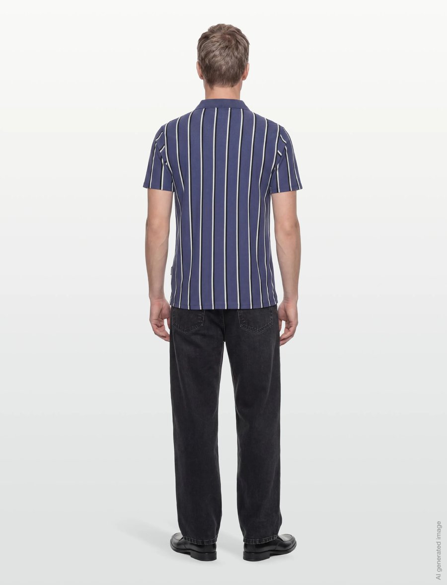 Lindbergh - Striped piqué polo shirt S/S - kurzärmelig - indigo blue - 4
