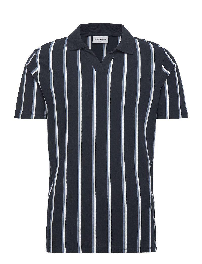 Lindbergh - Striped piqué polo shirt S/S - kurzärmelig - navy 424 - 1