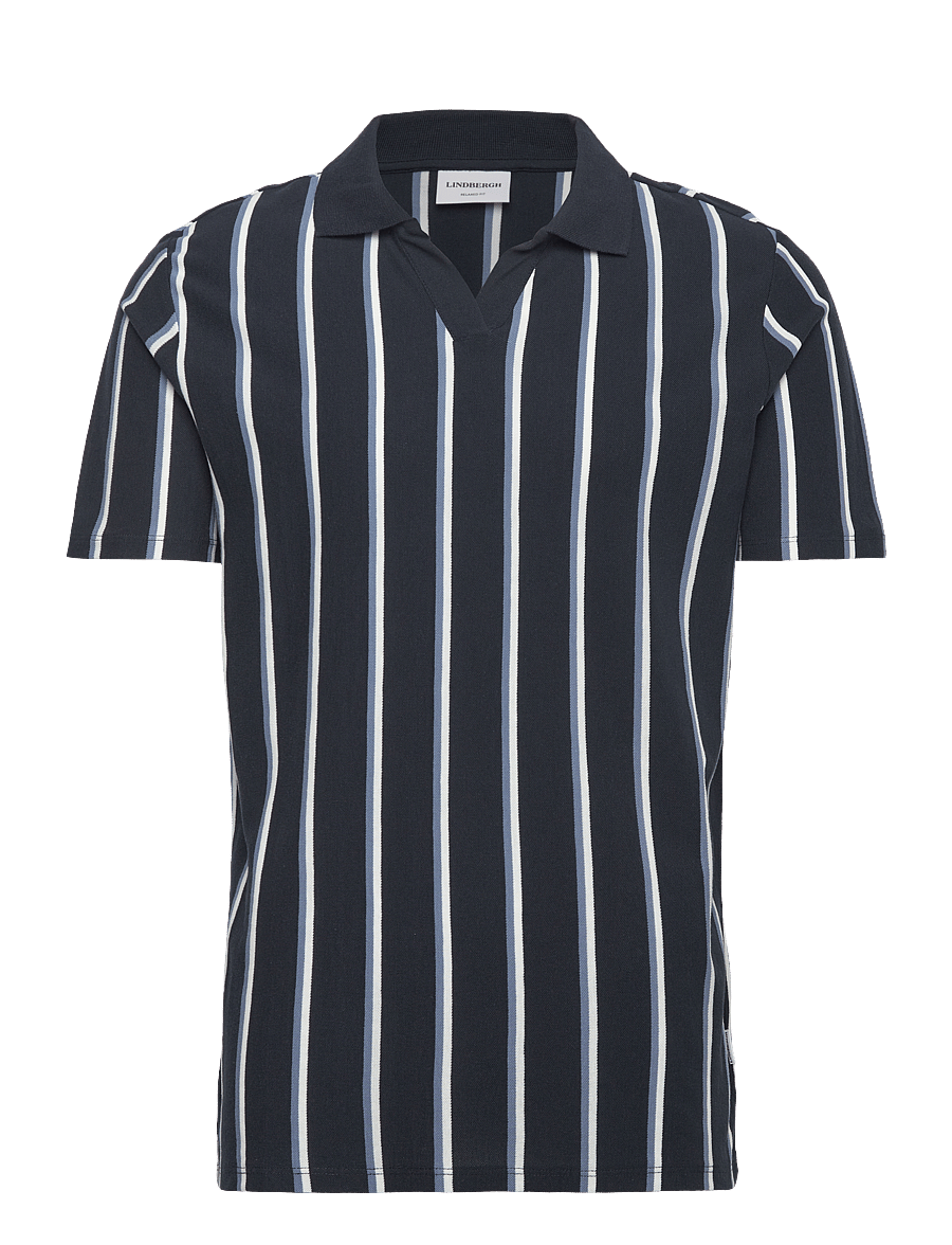 Lindbergh - Striped piqué polo shirt S/S - kurzärmelig - navy 424 - 1