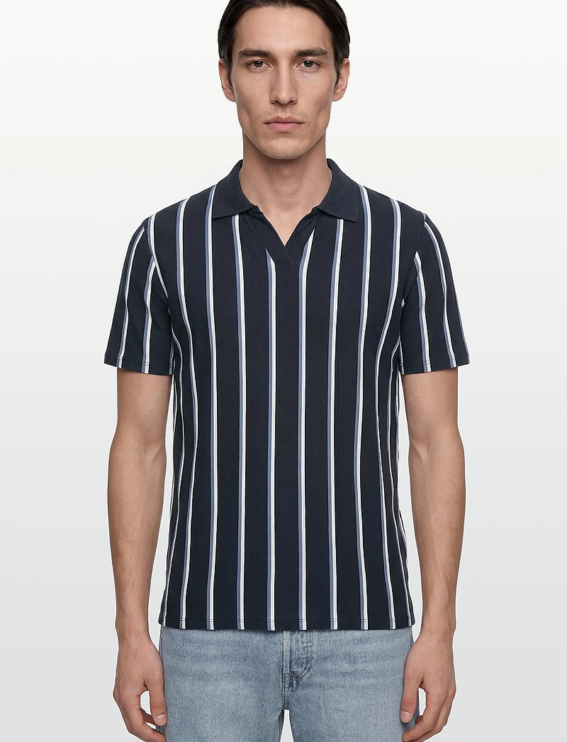 Lindbergh - Striped piqué polo shirt S/S - kurzärmelig - navy 424 - 3