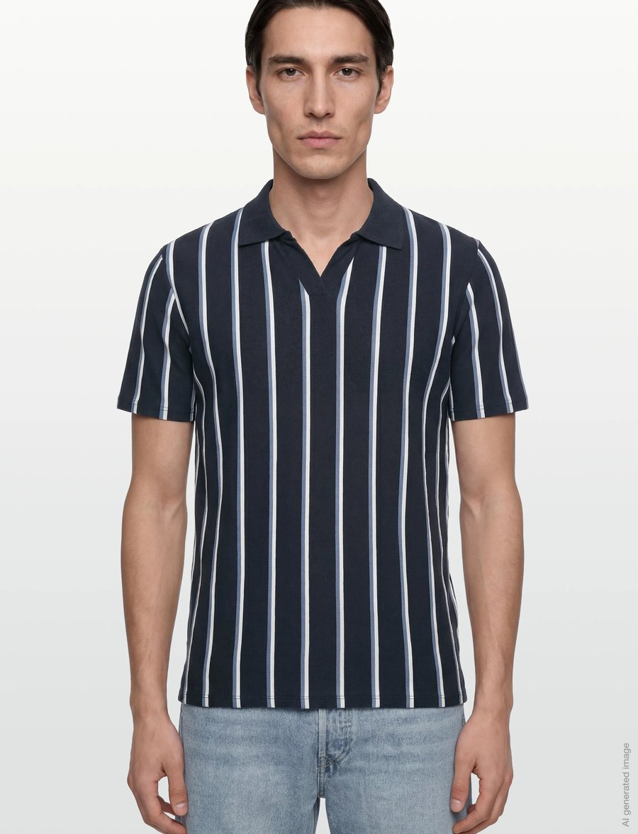 Lindbergh - Striped piqué polo shirt S/S - kurzärmelig - navy 424 - 3