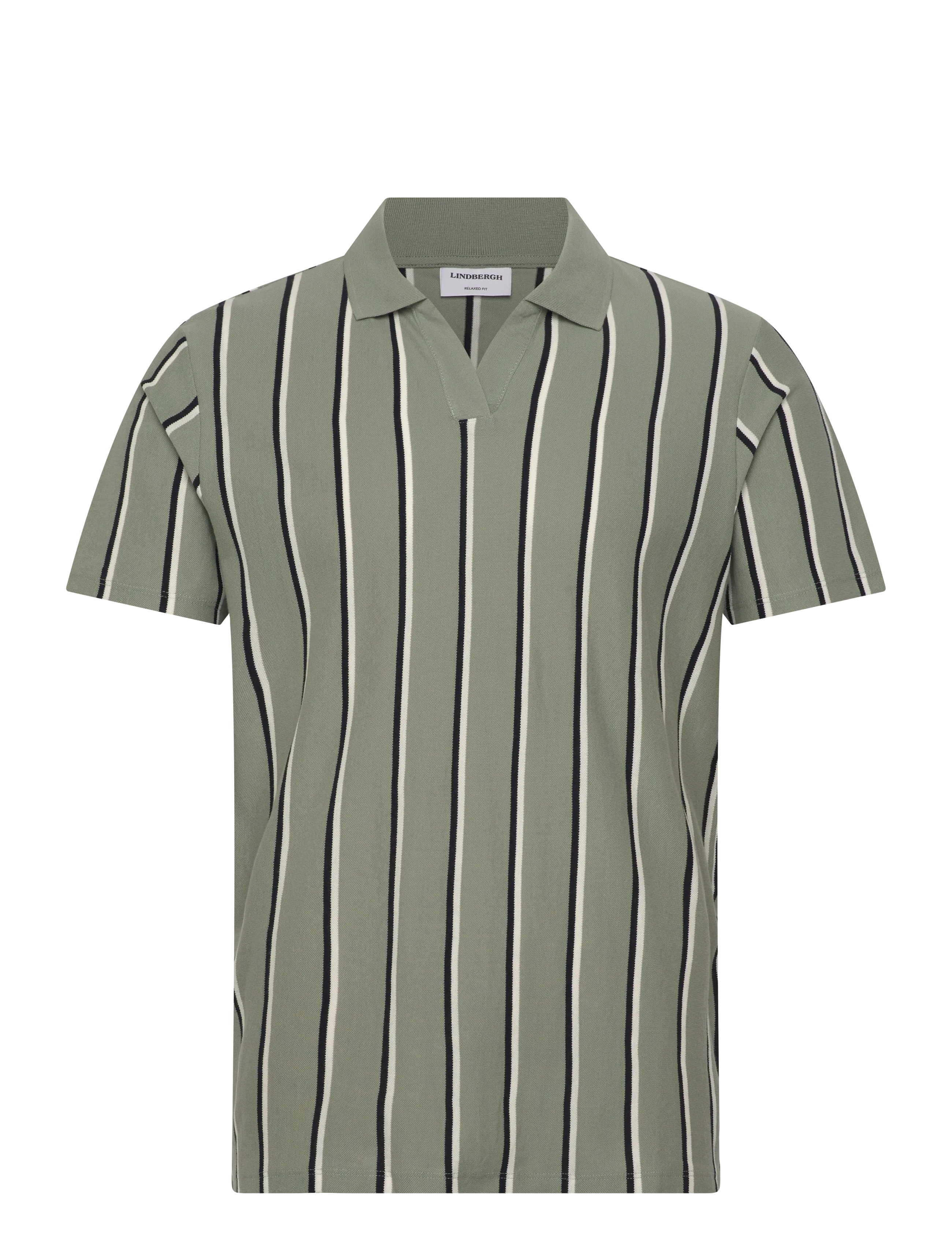 Lindbergh Striped piqué polo shirt S/S - Lyhythihaiset - SAGE GREEN / khaki/green