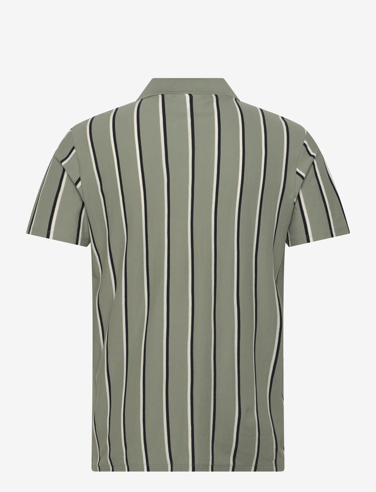Lindbergh - Striped piqué polo shirt S/S - kortærmede poloer - sage green - 2