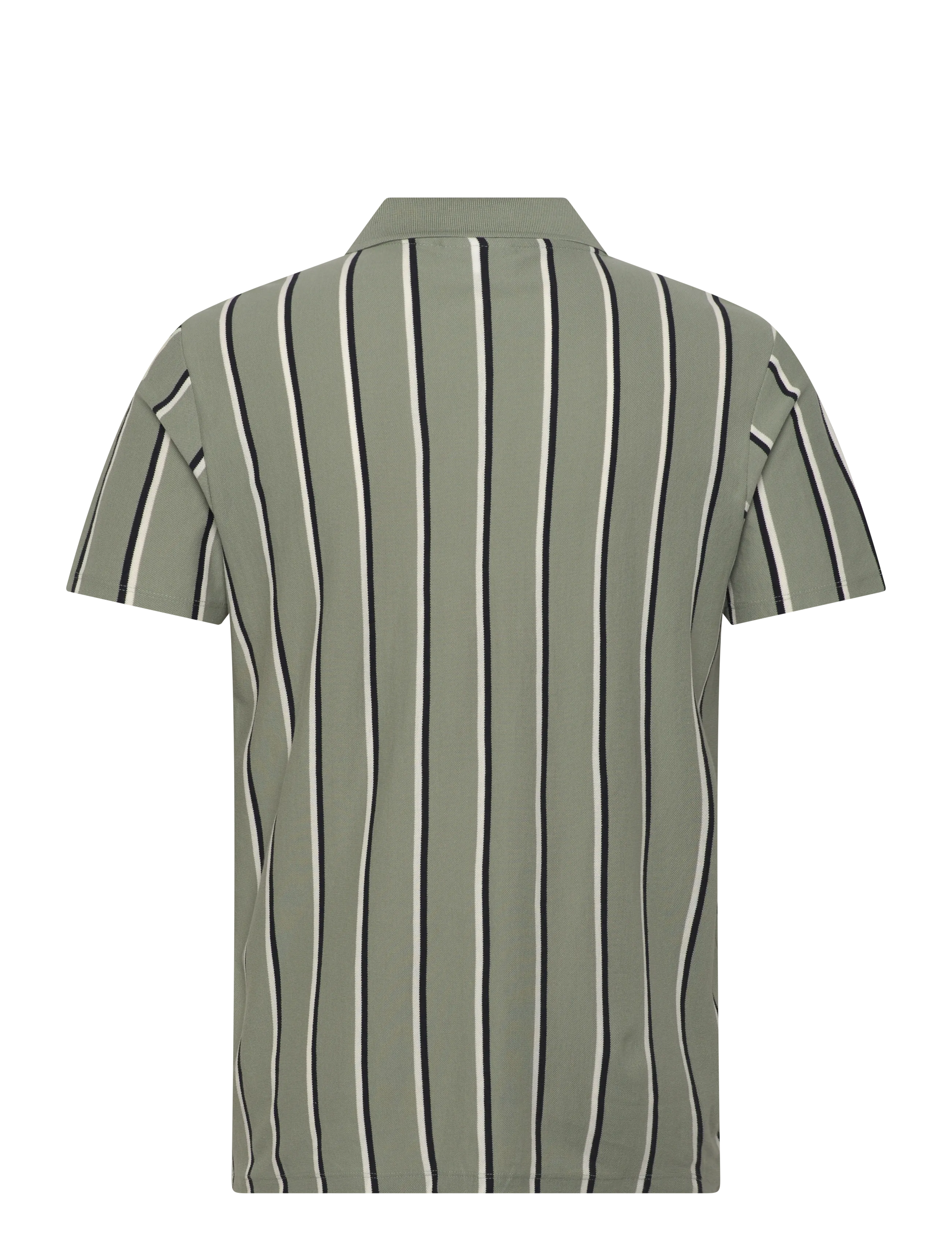 Lindbergh - Striped piqué polo shirt S/S - short-sleeved polos - sage green - 2