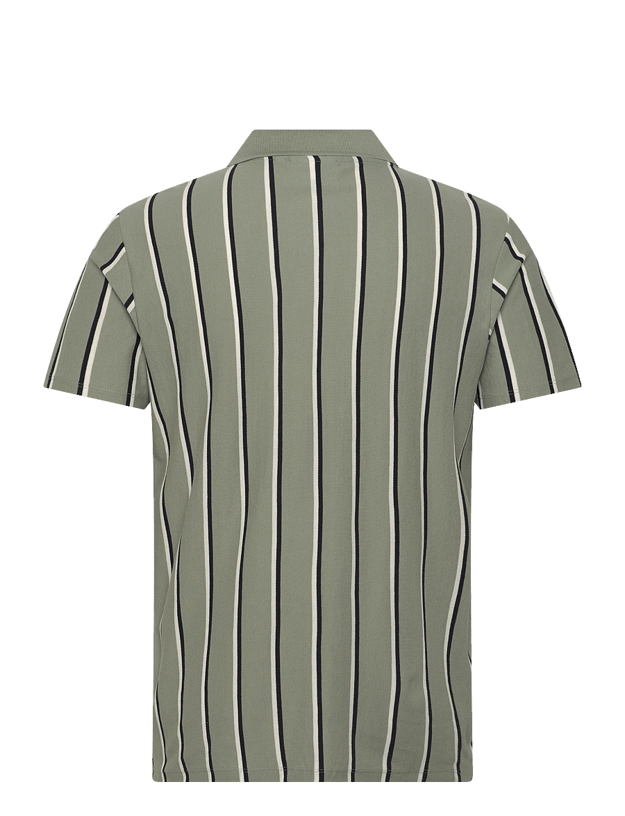 Lindbergh - Striped piqué polo shirt S/S - kurzärmelig - sage green - 2