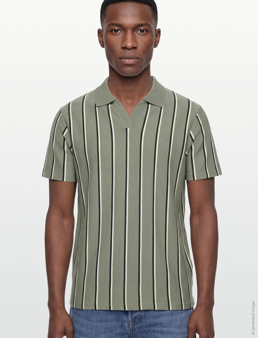 Lindbergh - Striped piqué polo shirt S/S - kurzärmelig - sage green - 3