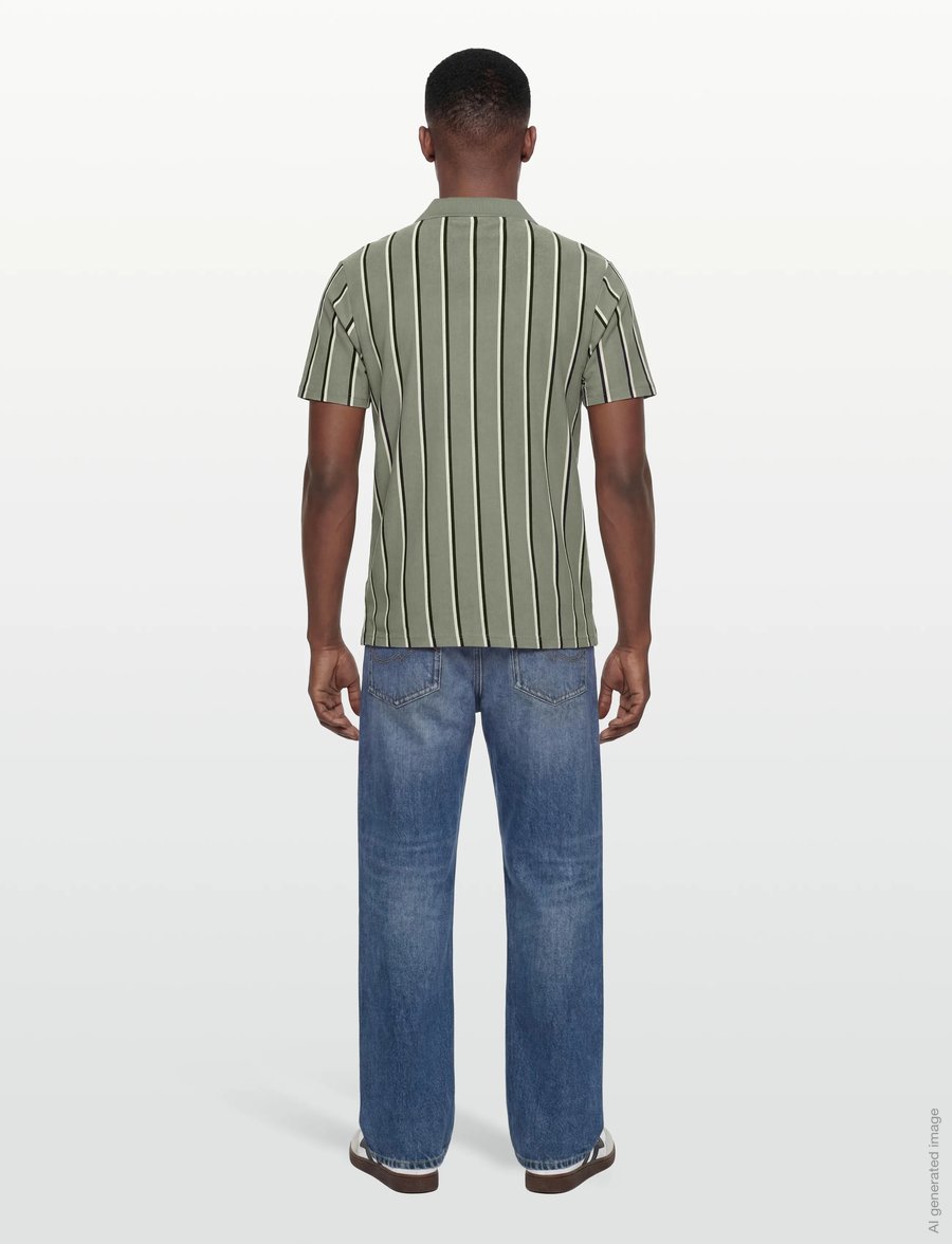 Lindbergh - Striped piqué polo shirt S/S - kurzärmelig - sage green - 4