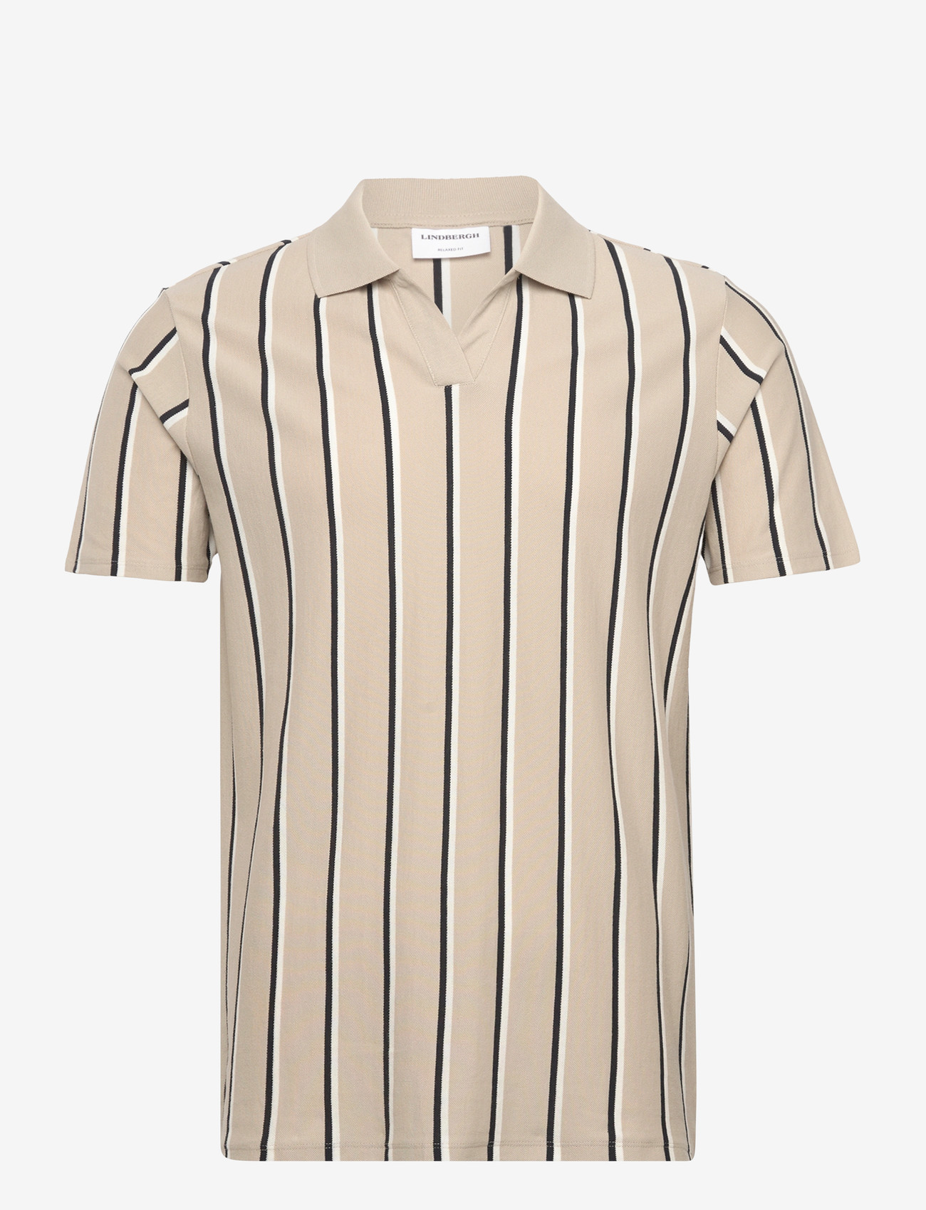 Lindbergh - Striped piqué polo shirt S/S - kurzärmelig - sand - 1
