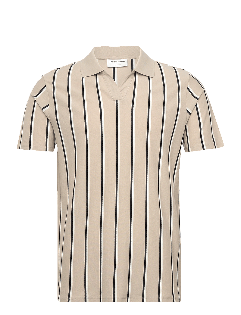 Lindbergh - Striped piqué polo shirt S/S - kurzärmelig - sand - 1