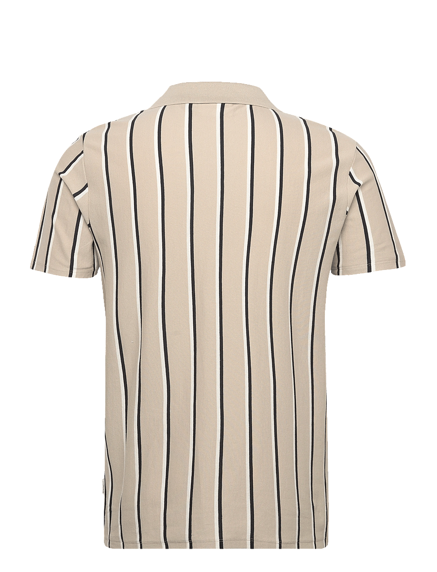 Lindbergh - Striped piqué polo shirt S/S - kurzärmelig - sand - 2