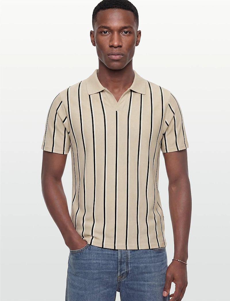 Lindbergh - Striped piqué polo shirt S/S - kurzärmelig - sand - 3