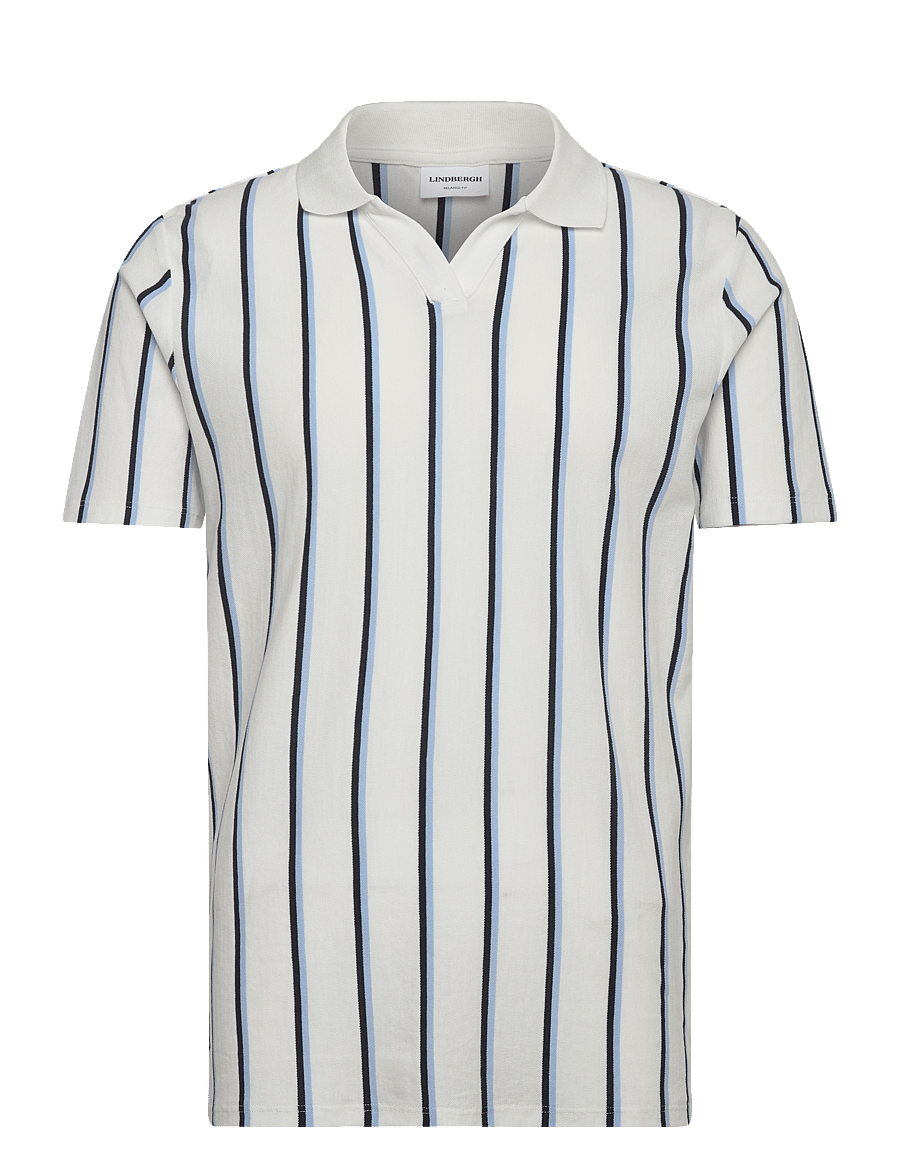 Lindbergh - Striped piqué polo shirt S/S - kurzärmelig - white wave - 1