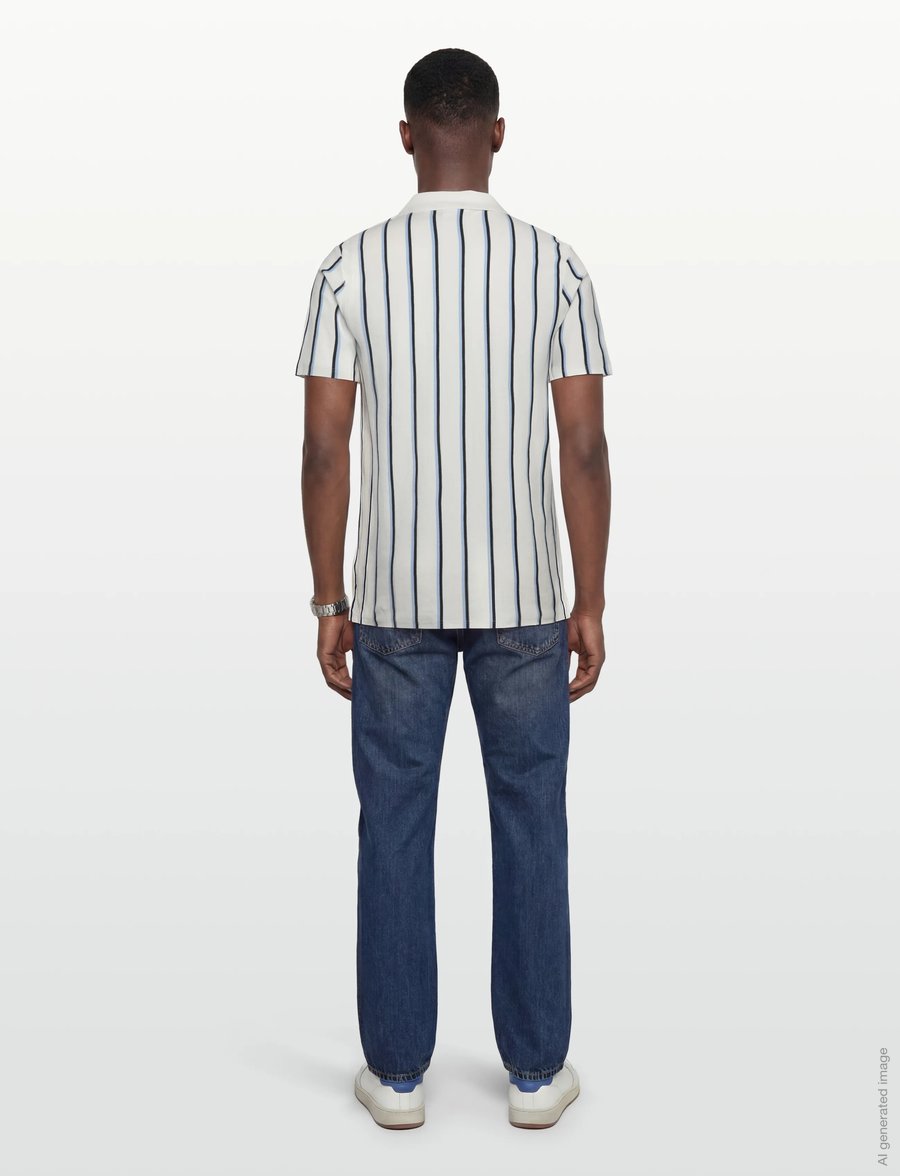 Lindbergh - Striped piqué polo shirt S/S - kurzärmelig - white wave - 4