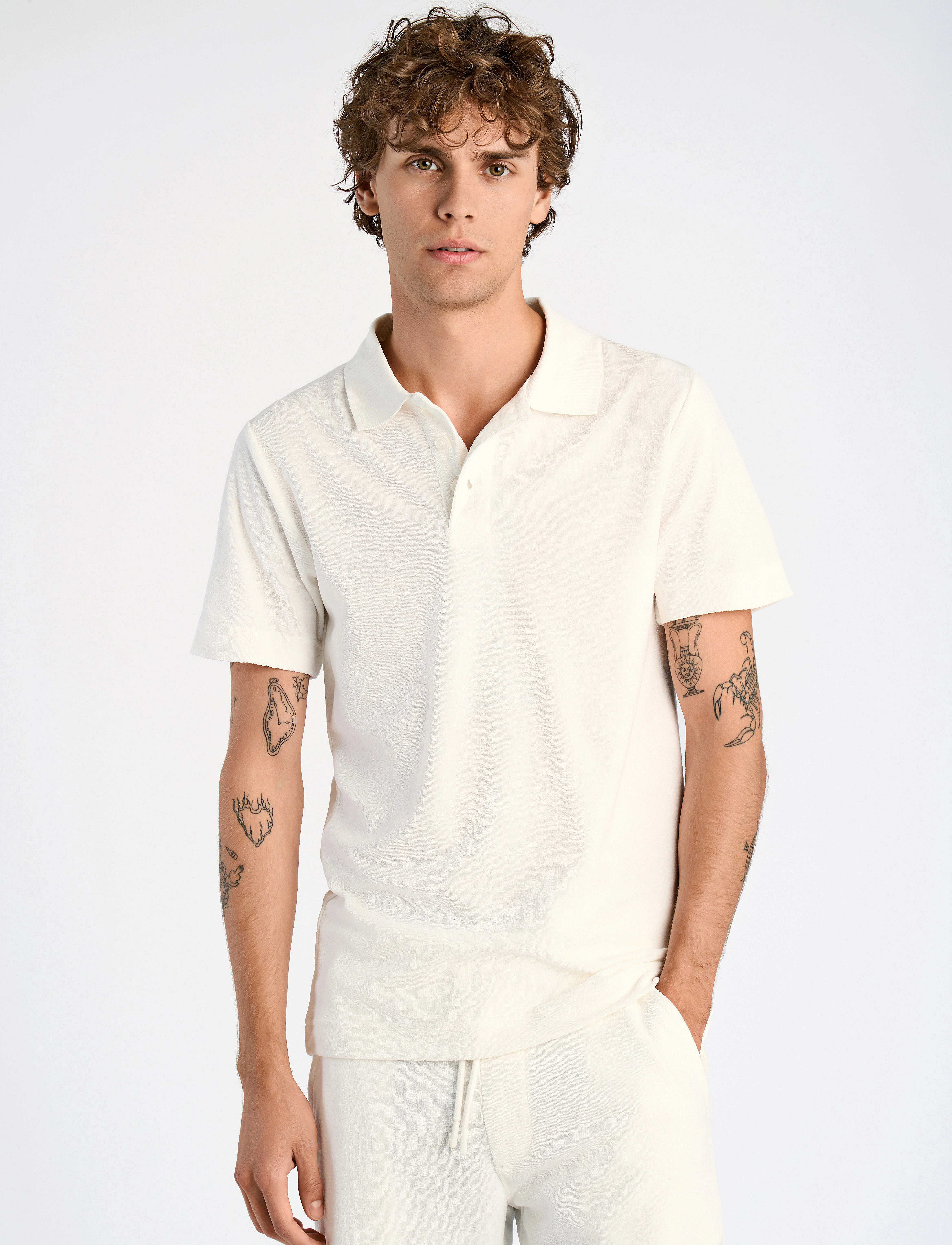 Lindbergh Terry Pique, M, Polos, Weiß - Short-sleeved, Männerswear