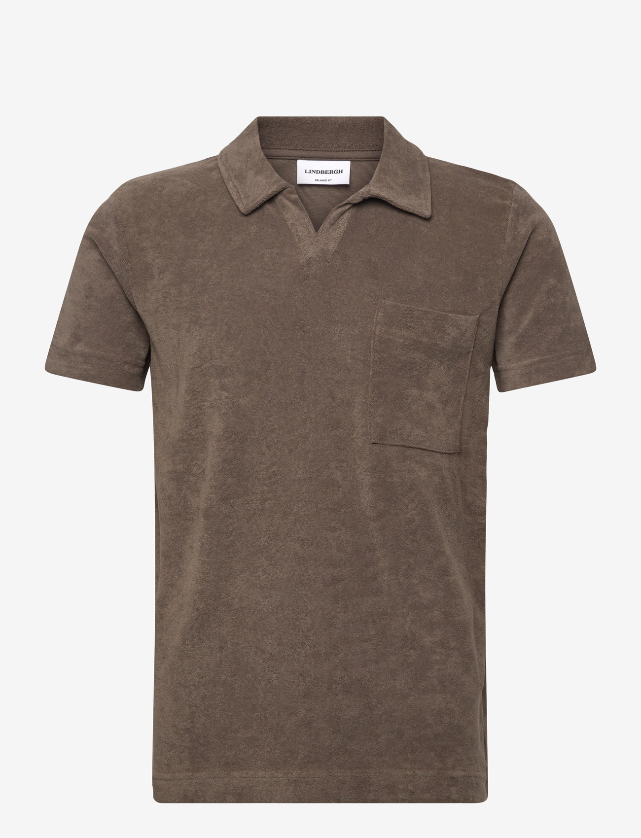 Lindbergh - Towel v-neck polo S/S - lühikeste varrukatega polod - dk stone - 1