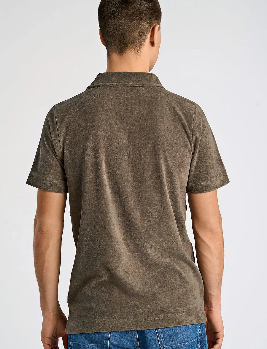 Lindbergh - Towel v-neck polo S/S - kurzärmelig - dk stone - 4