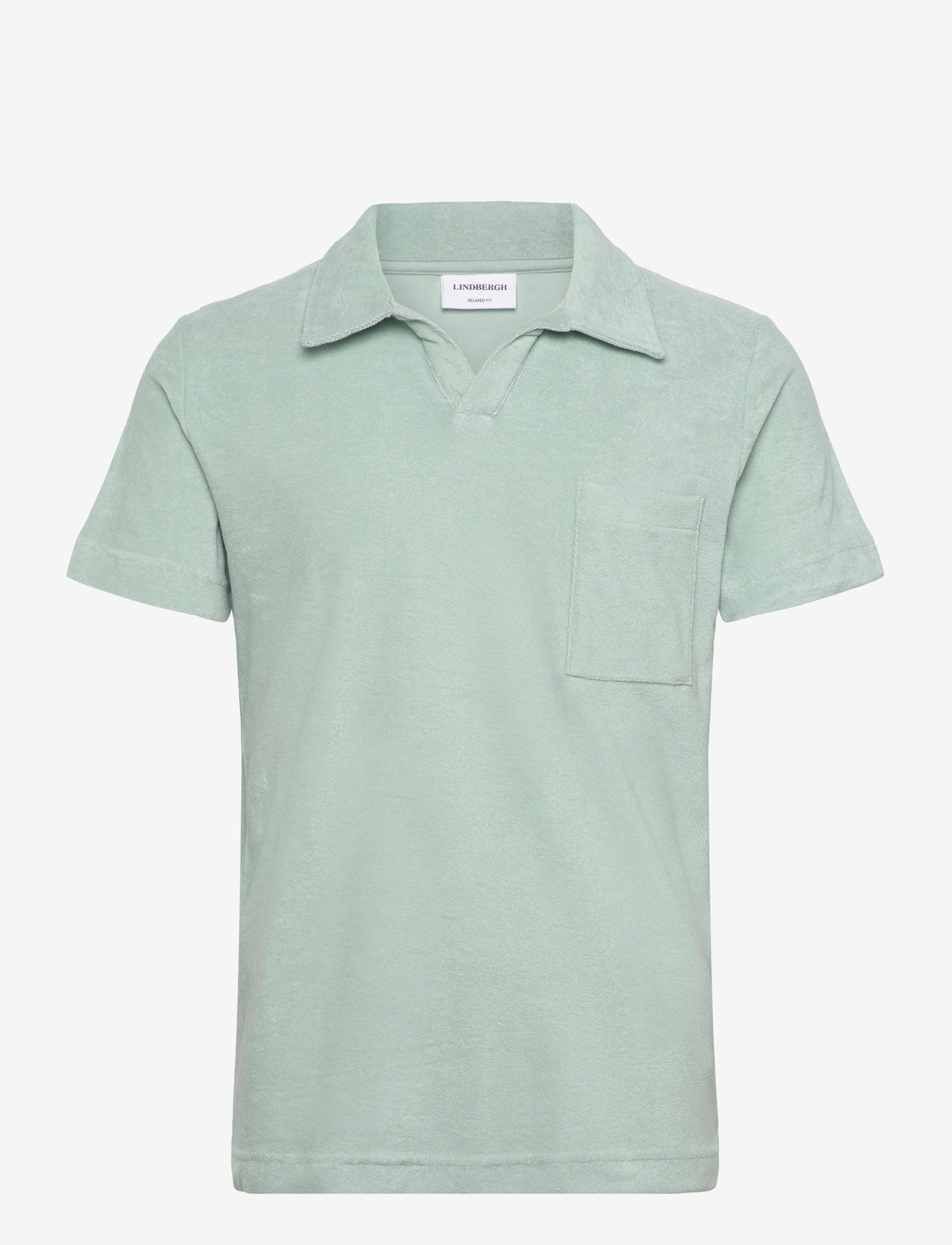 Lindbergh - Towel v-neck polo S/S - kortærmede poloer - dusty aqua - 1