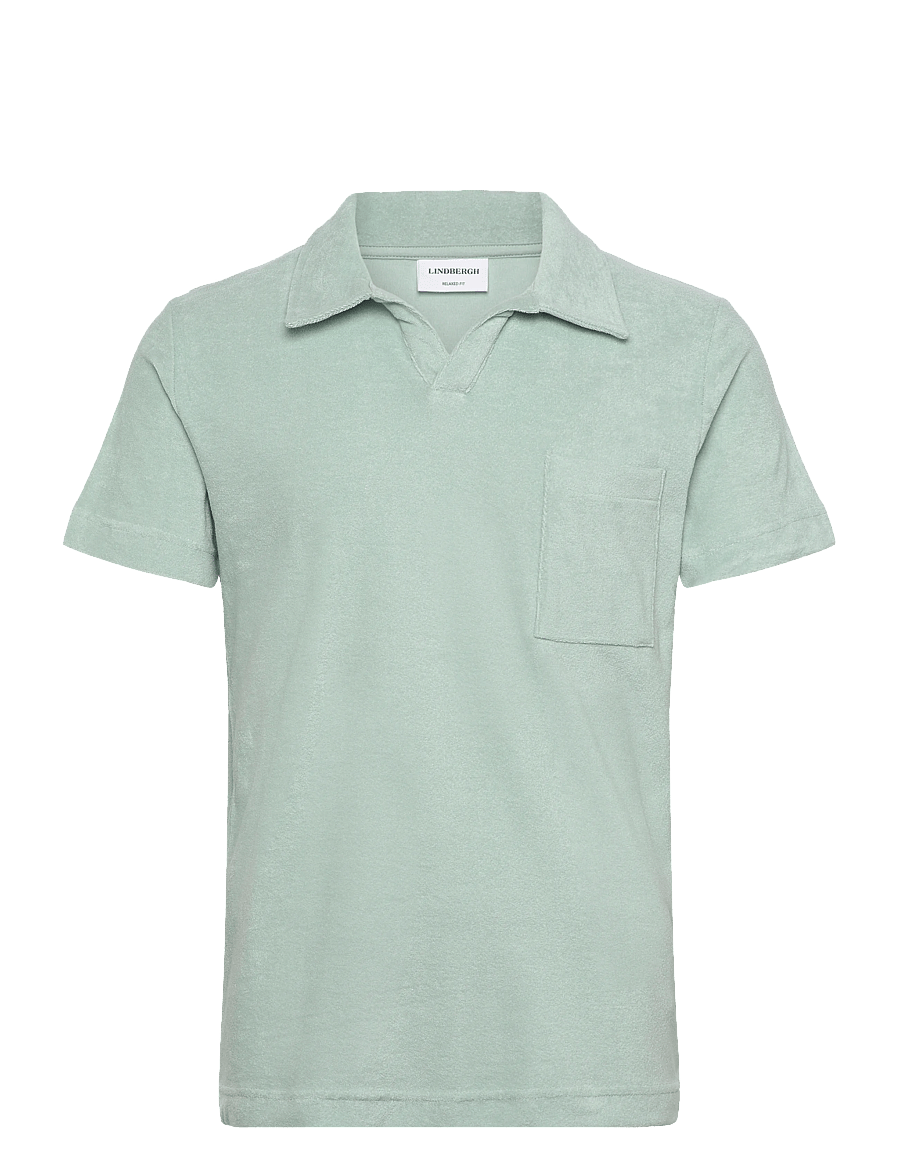 Lindbergh - Towel v-neck polo S/S - lühikeste varrukatega polod - dusty aqua - 1