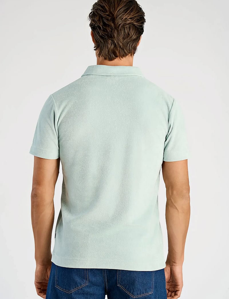Lindbergh - Towel v-neck polo S/S - kortærmede poloer - dusty aqua - 4