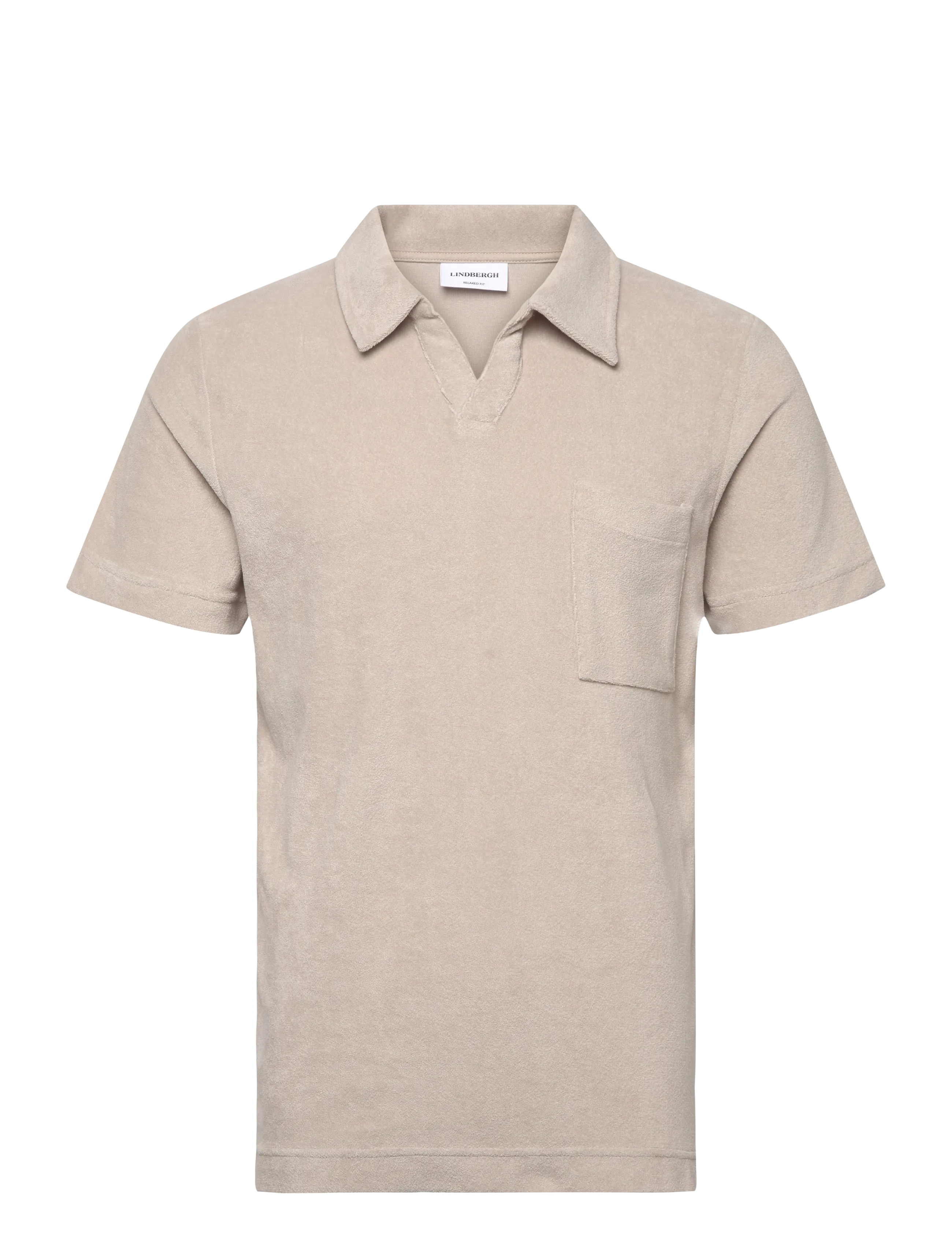 Lindbergh Towel v-neck polo S/S - Poloer - FAIR GREY / beige