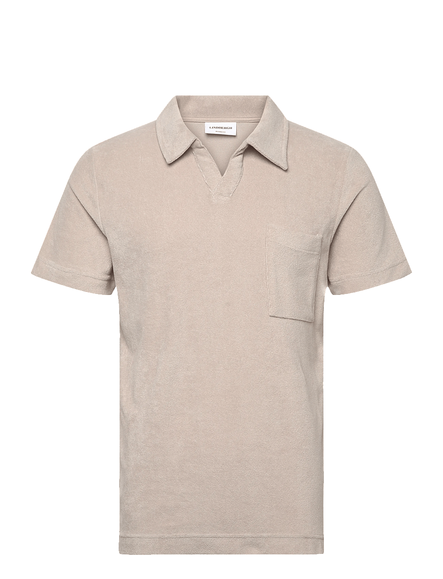 Lindbergh - Towel v-neck polo S/S - kortærmede poloer - fair grey - 1