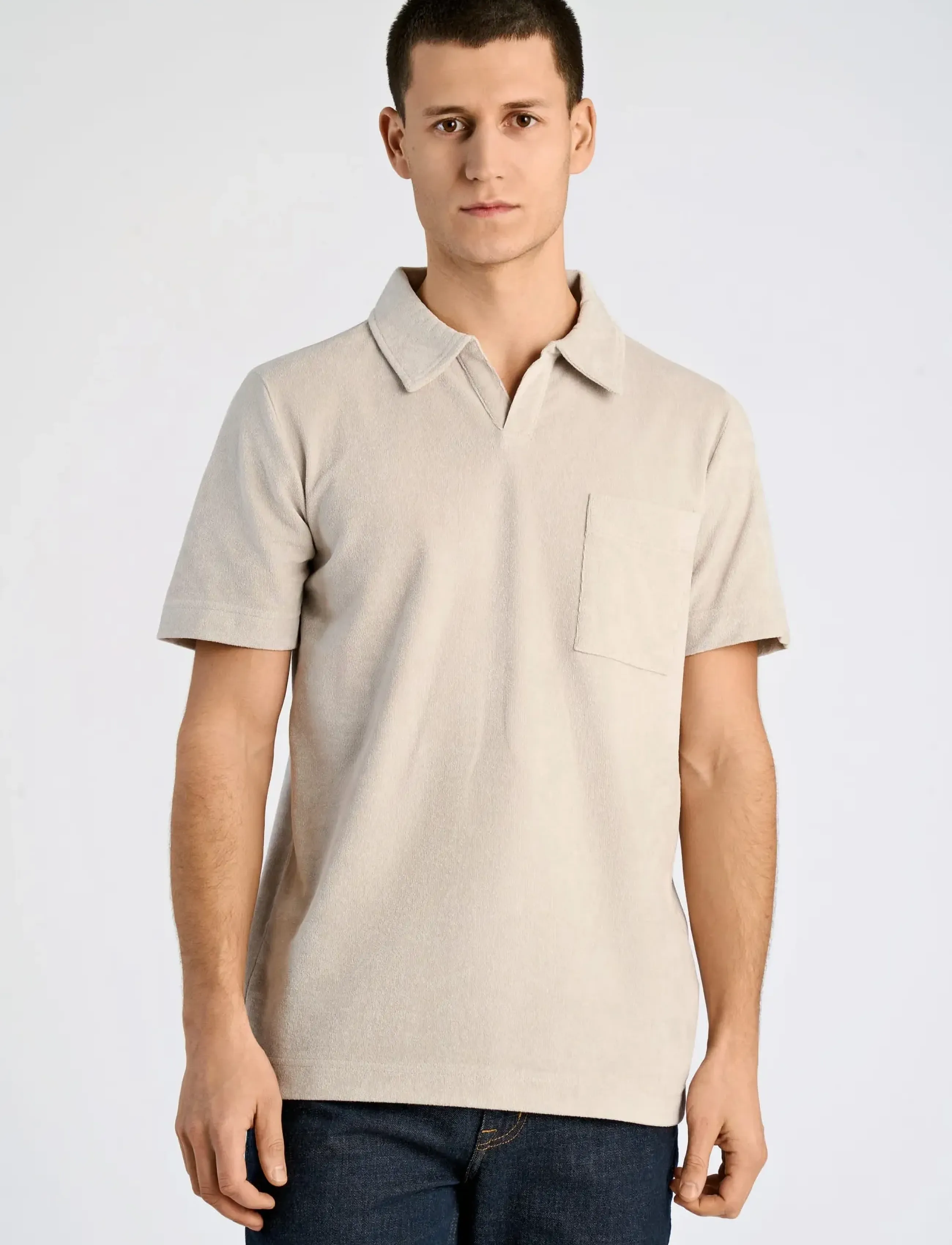 Lindbergh - Towel v-neck polo S/S - kortærmede poloer - fair grey - 3