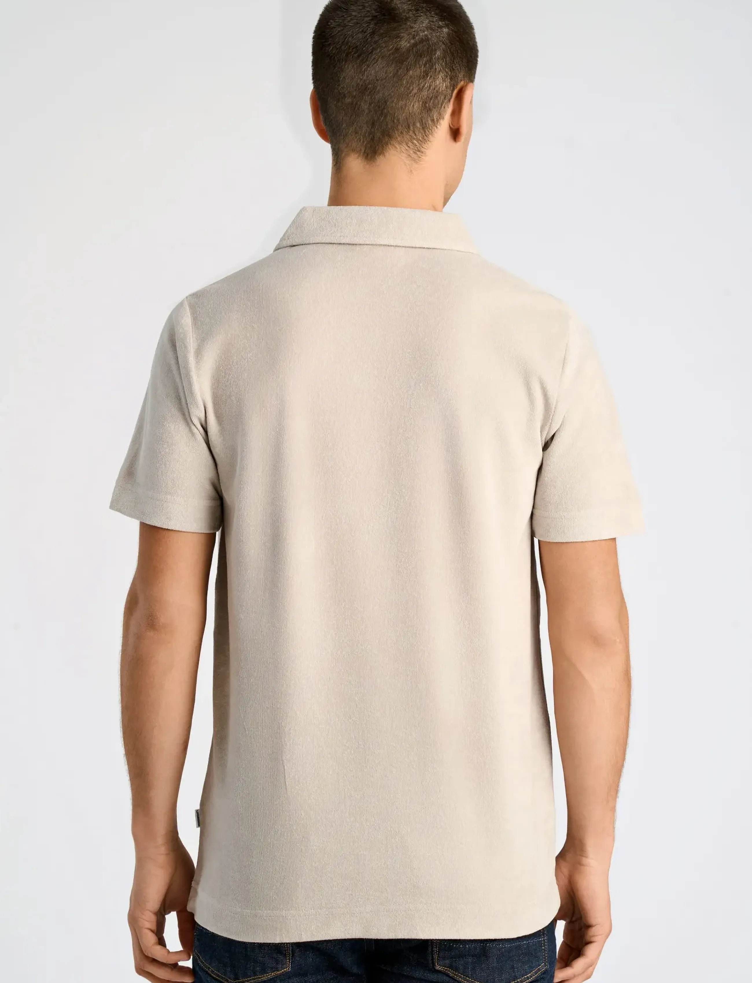 Lindbergh - Towel v-neck polo S/S - kortærmede poloer - fair grey - 4