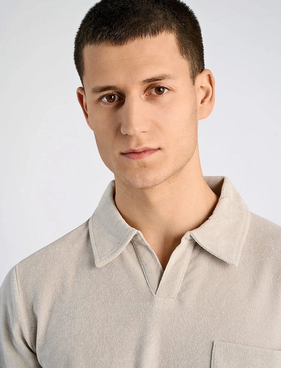 Lindbergh - Towel v-neck polo S/S - kortærmede poloer - fair grey - 5