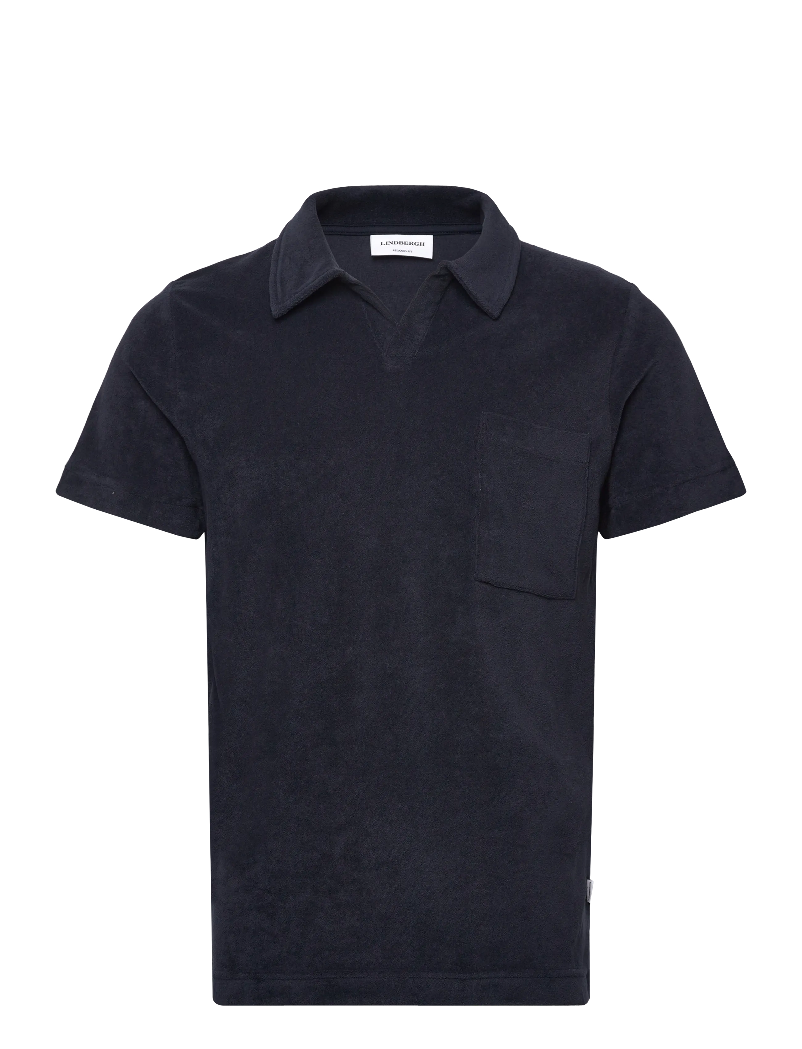Lindbergh Towel v-neck polo S/S - Poloer - NAVY / navy