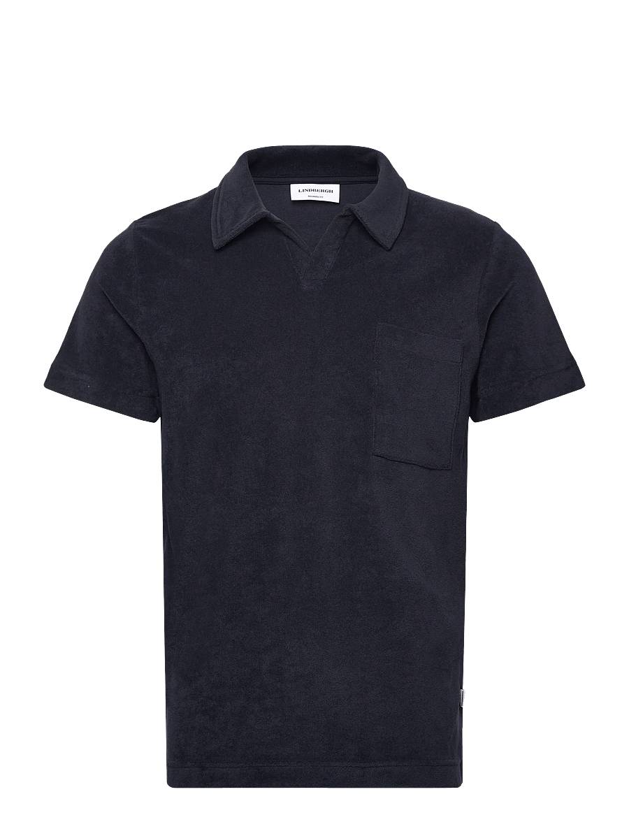 Lindbergh - Towel v-neck polo S/S - kortærmede poloer - navy - 1