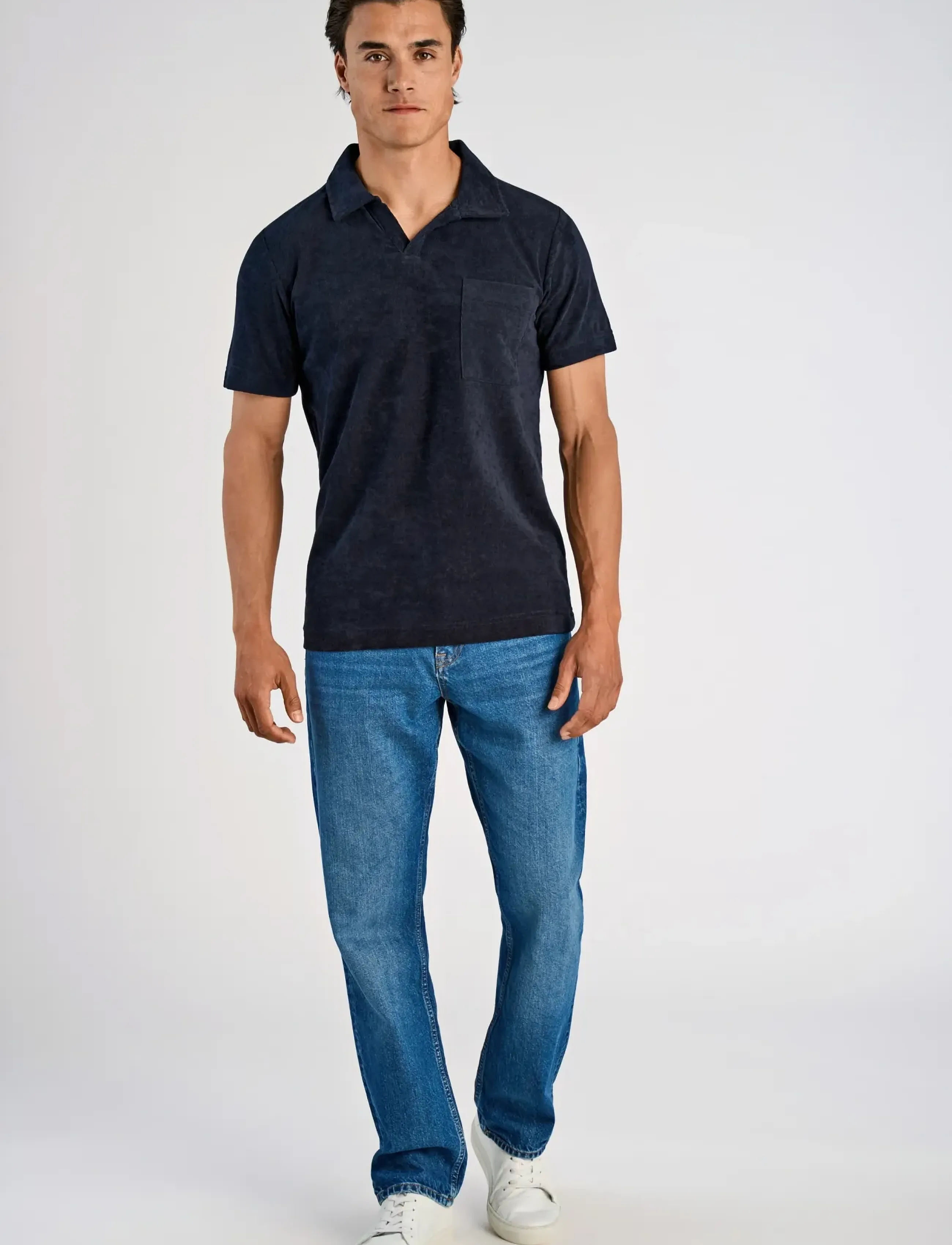 Lindbergh Towel v-neck polo S/S - Vaatteet - NAVY / navy