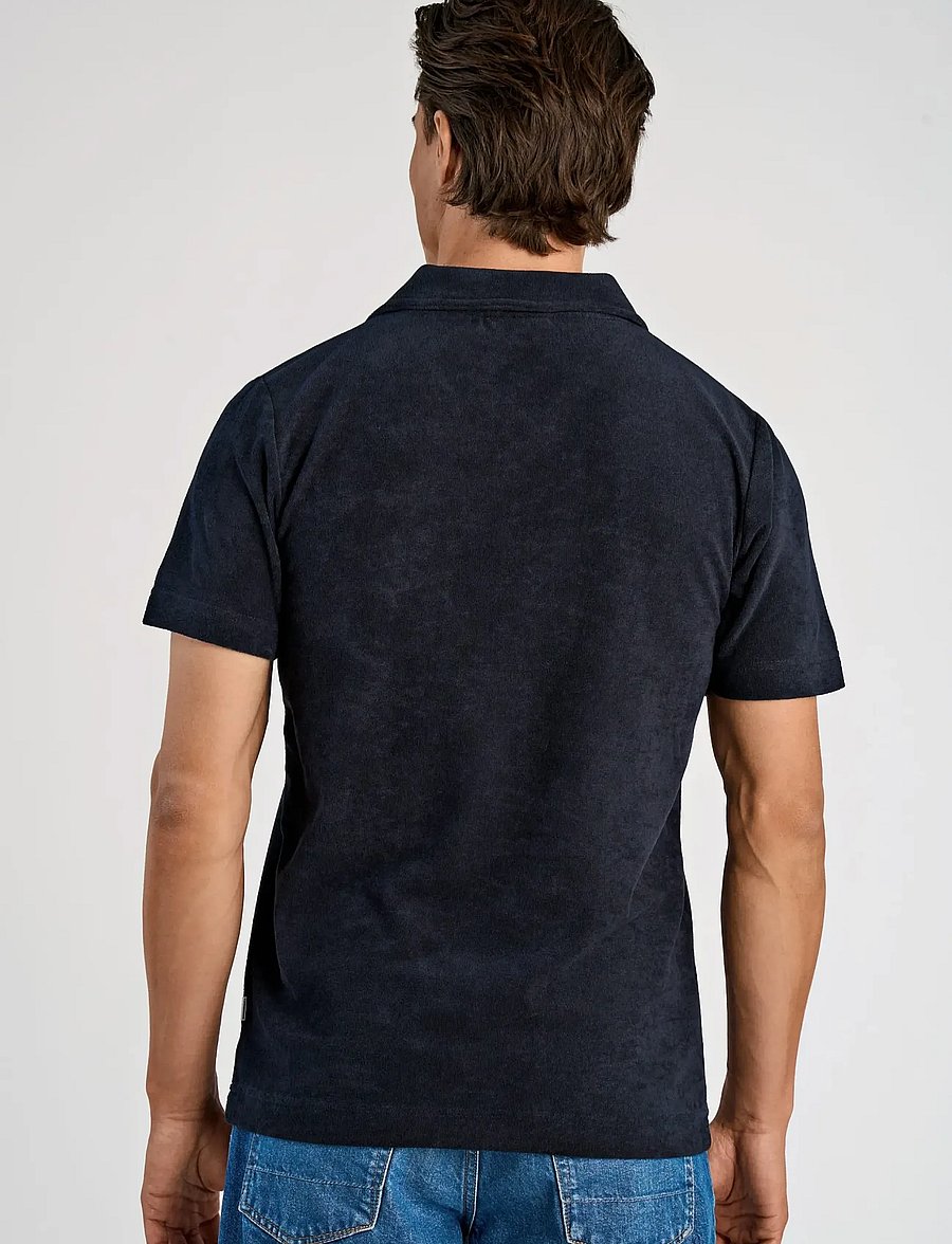 Lindbergh - Towel v-neck polo S/S - kortærmede poloer - navy - 4