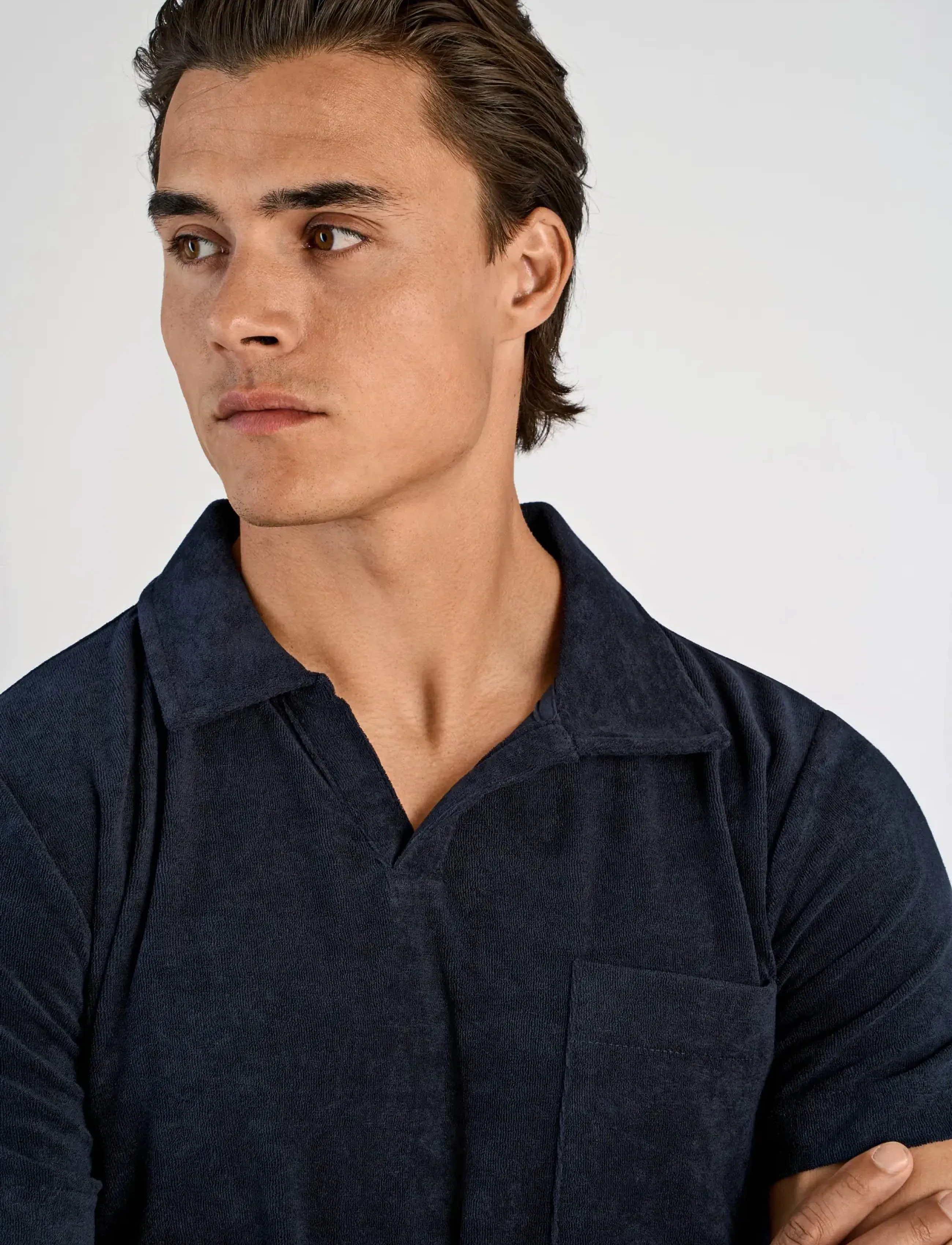 Lindbergh - Towel v-neck polo S/S - kortærmede poloer - navy - 5