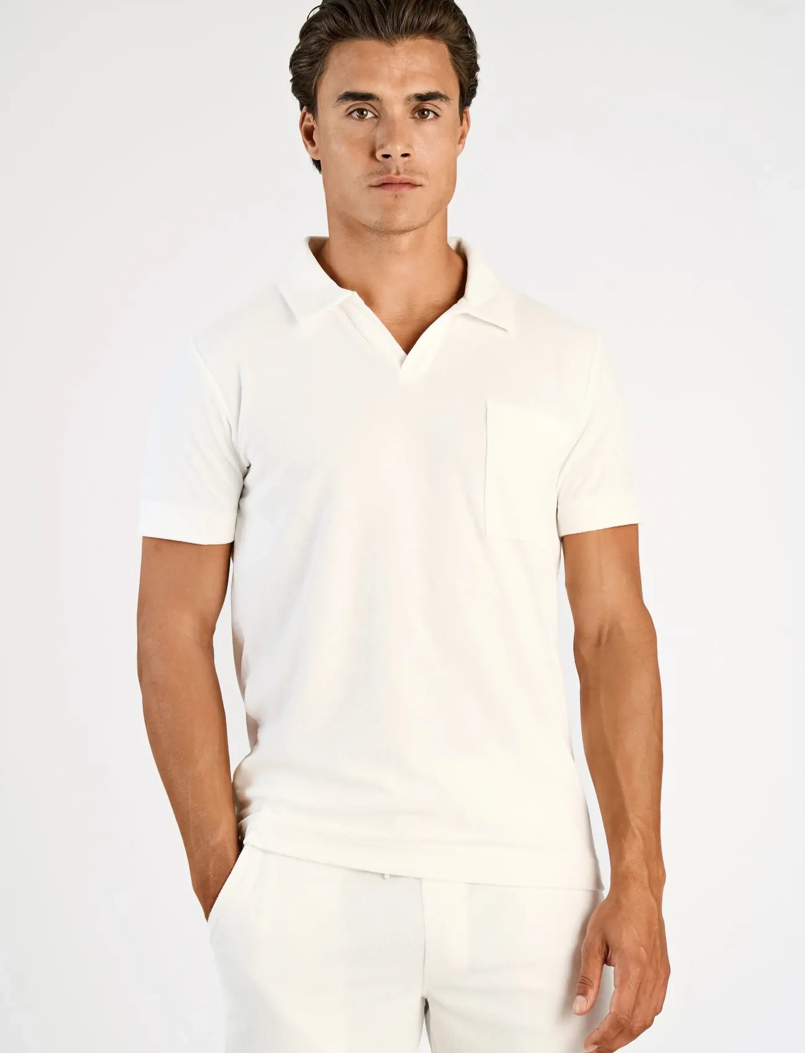 Lindbergh - Towel v-neck polo S/S - kurzärmelig - off white - 3